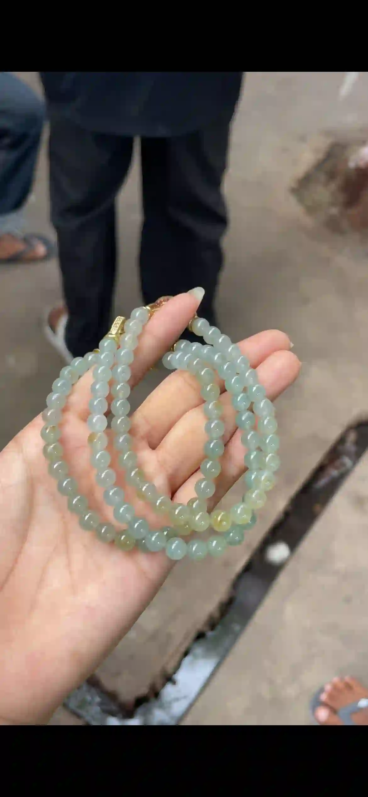 Icy Yellow-Green Gradient Jadeite Multi-Layer Bracelet, view 2 | Myanmar Jadeite reference #8310009