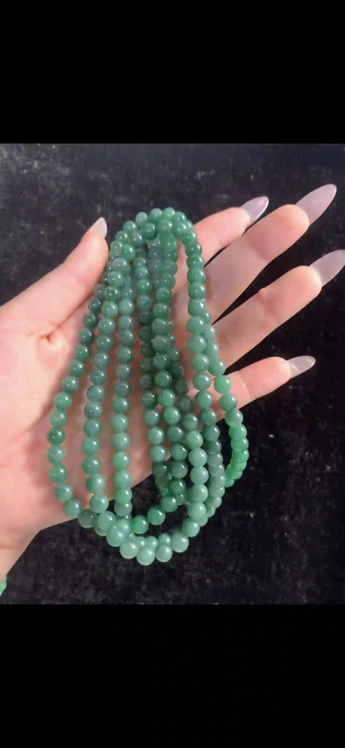 Vibrant Uniform Green Jade Long Beaded Necklace — Multi-Wear Strand, view 2 | Myanmar Jadeite reference #33570001