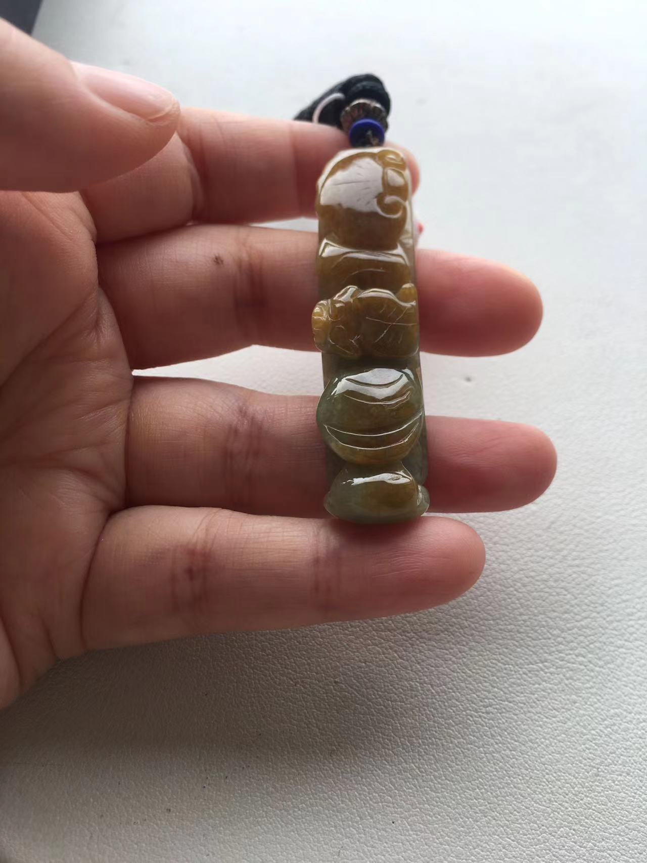  Natural Yellow Brown Jade Carved Pendant - Burmese Jadeite Type A from Hpakant, Myanmar | Myanmar Jadeite
