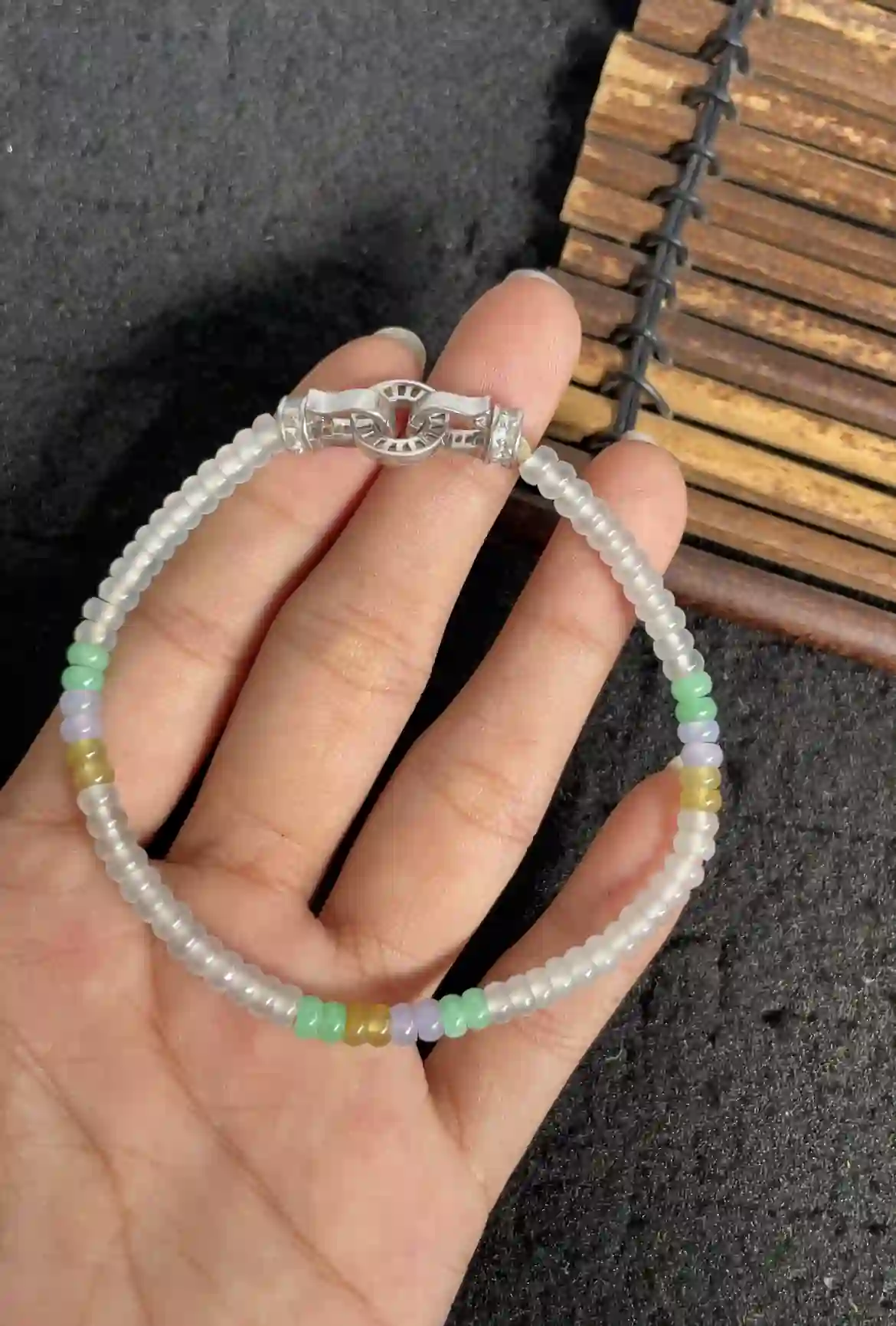 Multicolor Abacus Jade Bead Bracelet, view 2 | Myanmar Jadeite reference #2700004