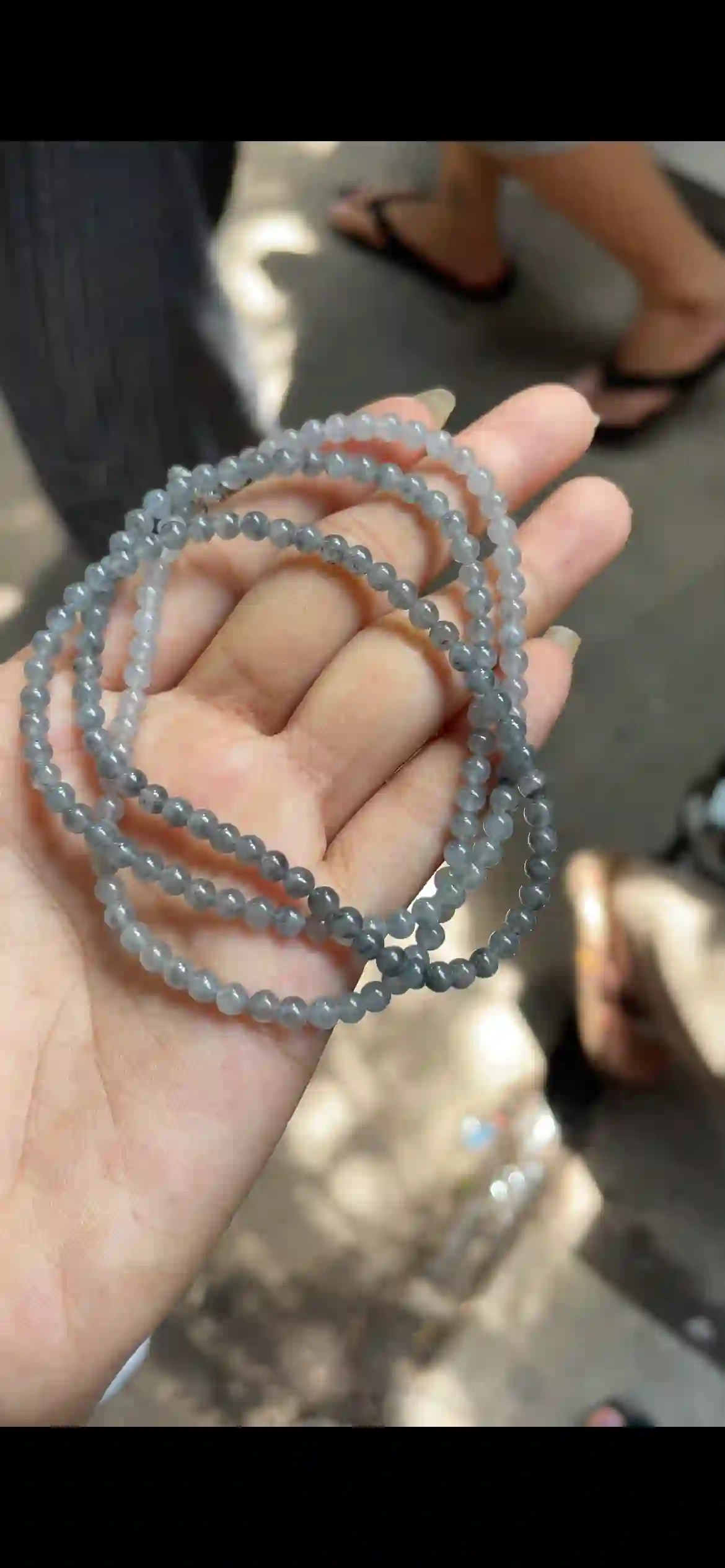  Icy Black Water Jadeite Bead Multi-Wrap Bracelet & Necklace, view 2 | Myanmar Jadeite reference #7650001