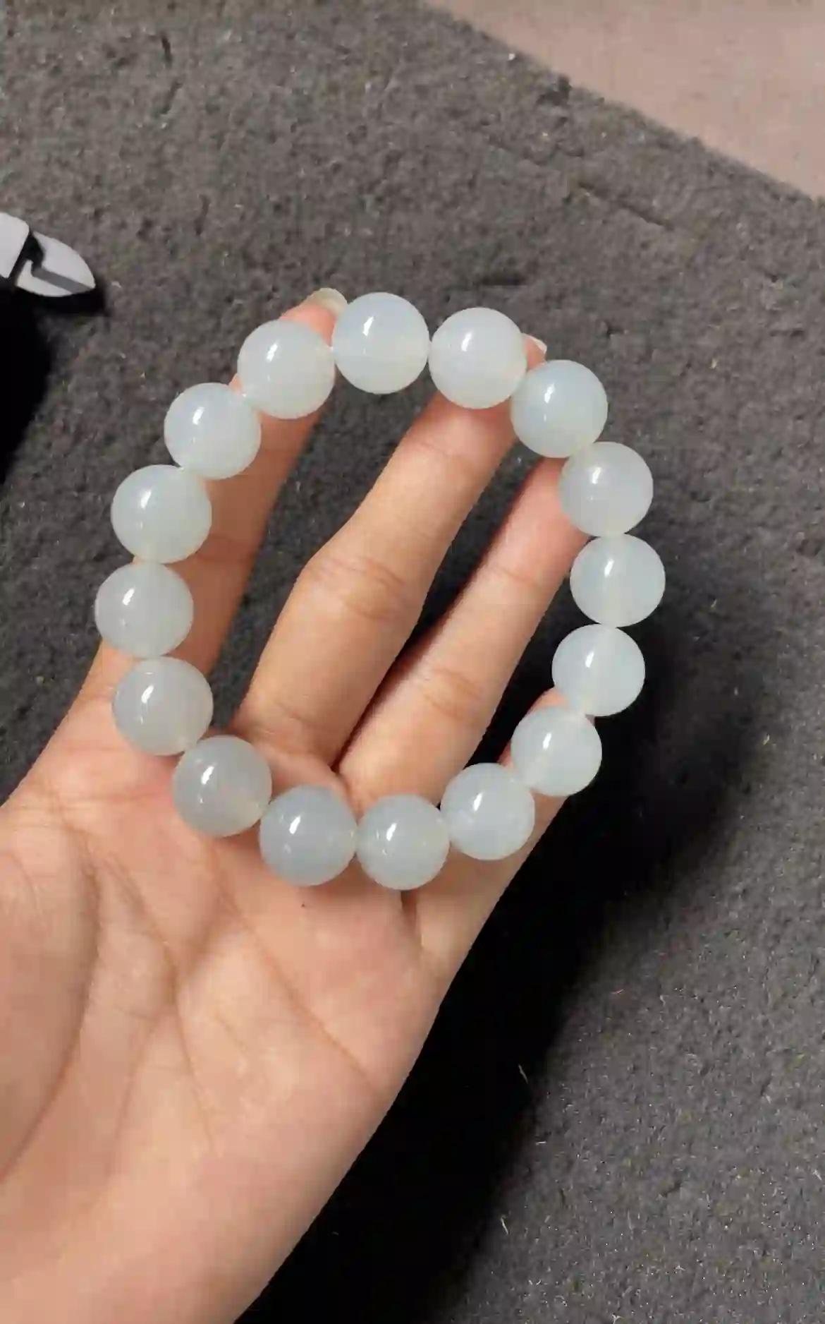   Icy Pale Blue-Green Translucent Jadeite Beaded Bracelet | Myanmar Jadeite reference #4650002
