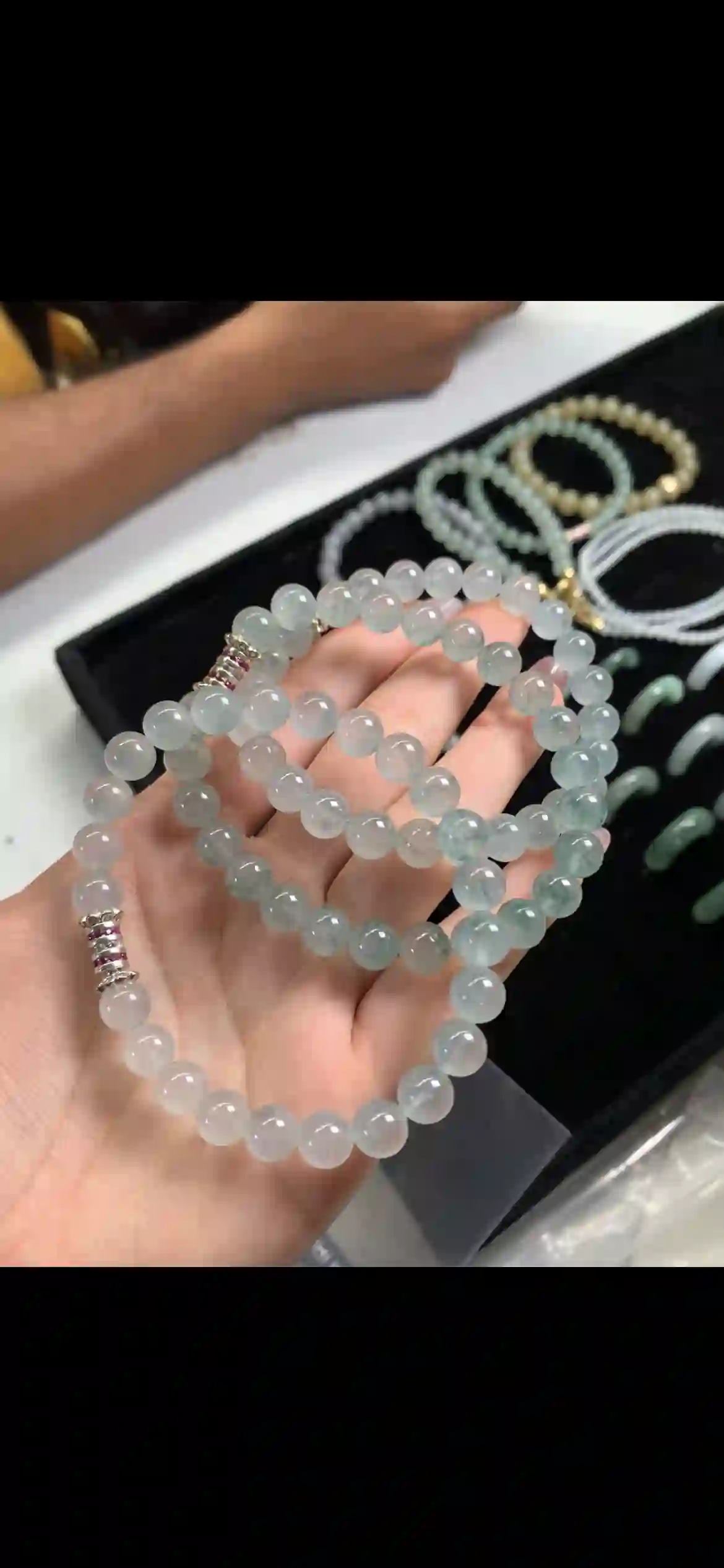Icy Floating Pattern Green Jadeite Multi‑Wrap Necklace | Myanmar Jadeite reference #11610001