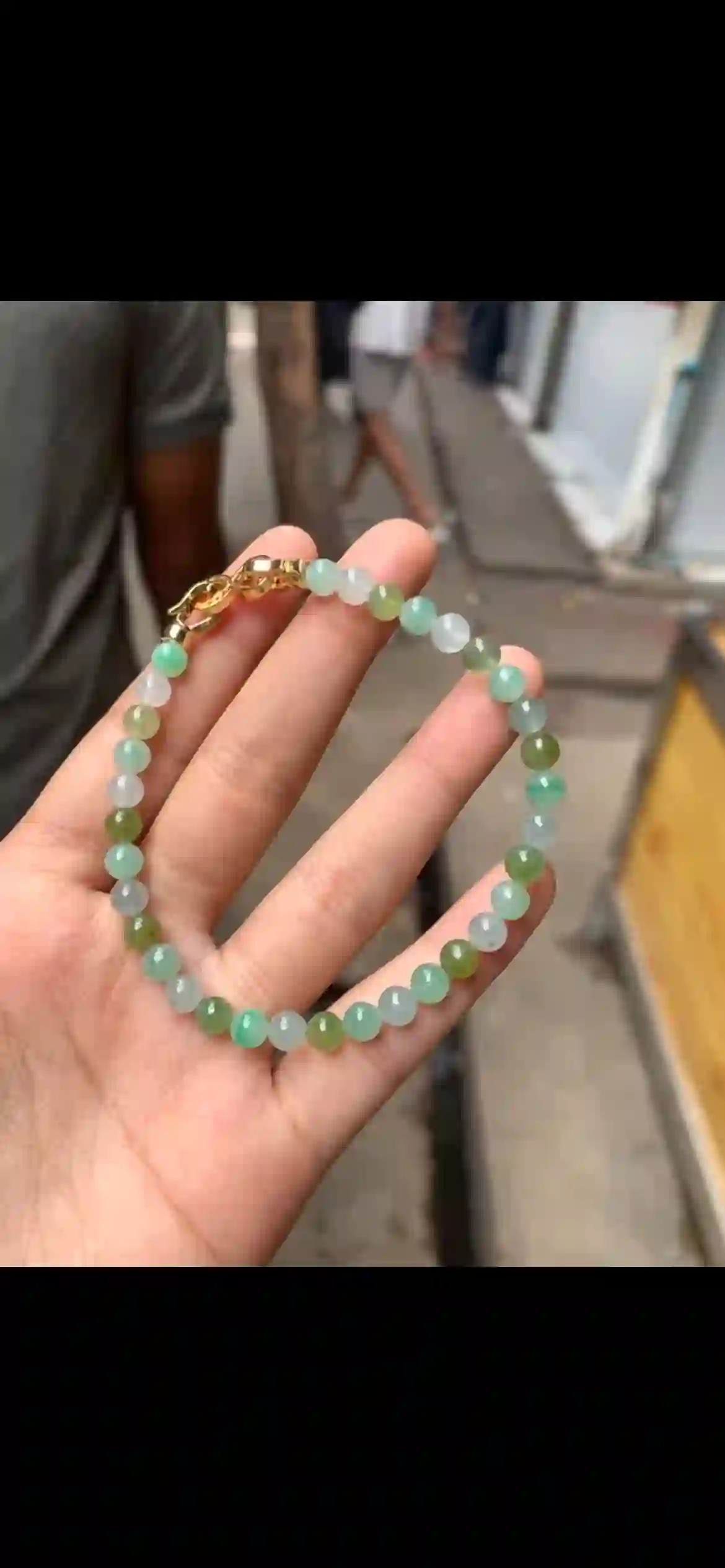 Soft Multi‑Shade Icy Green Jadeite Dainty Braceletchu, view 2 | Myanmar Jadeite reference #9150001