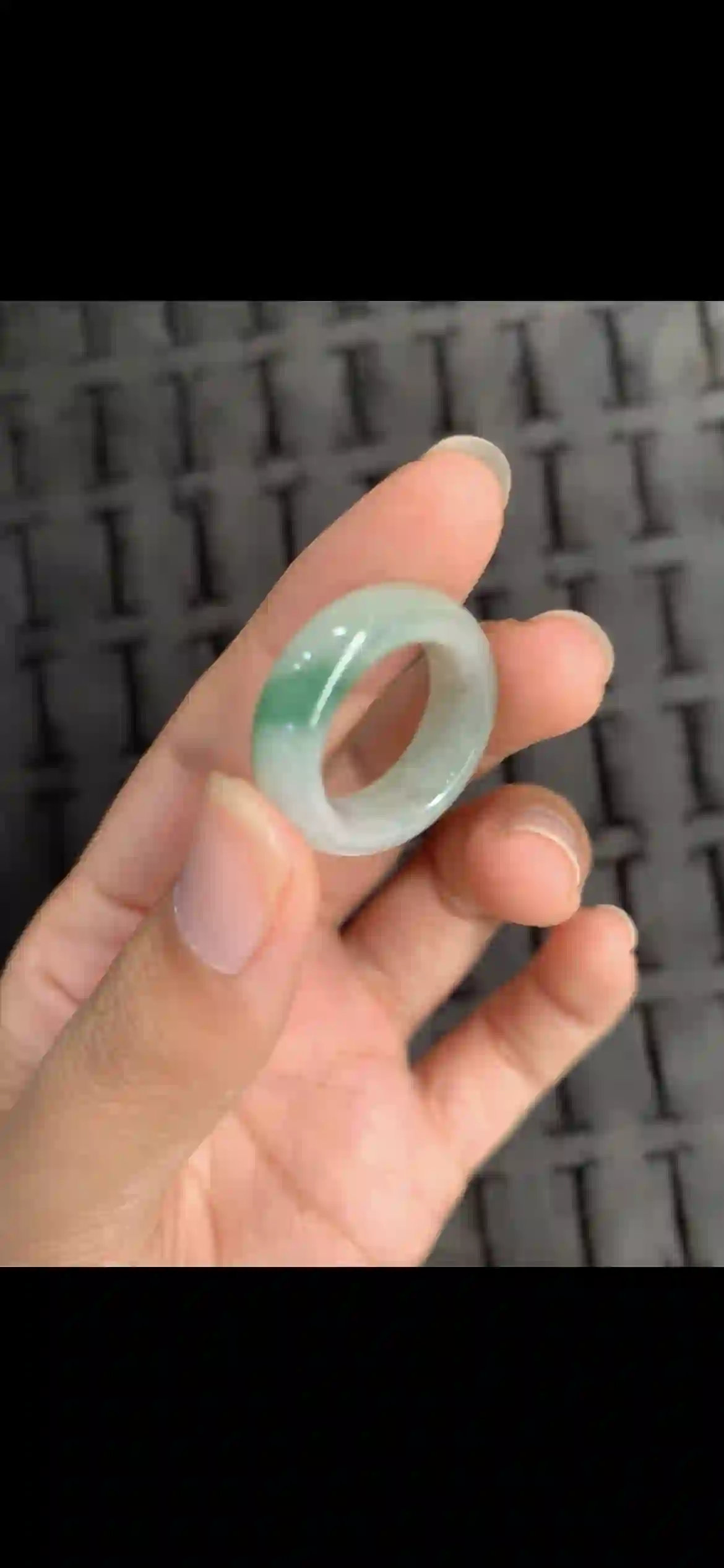 Icy Floating Green Jadeite Band Ring | Myanmar Jadeite reference #12870001