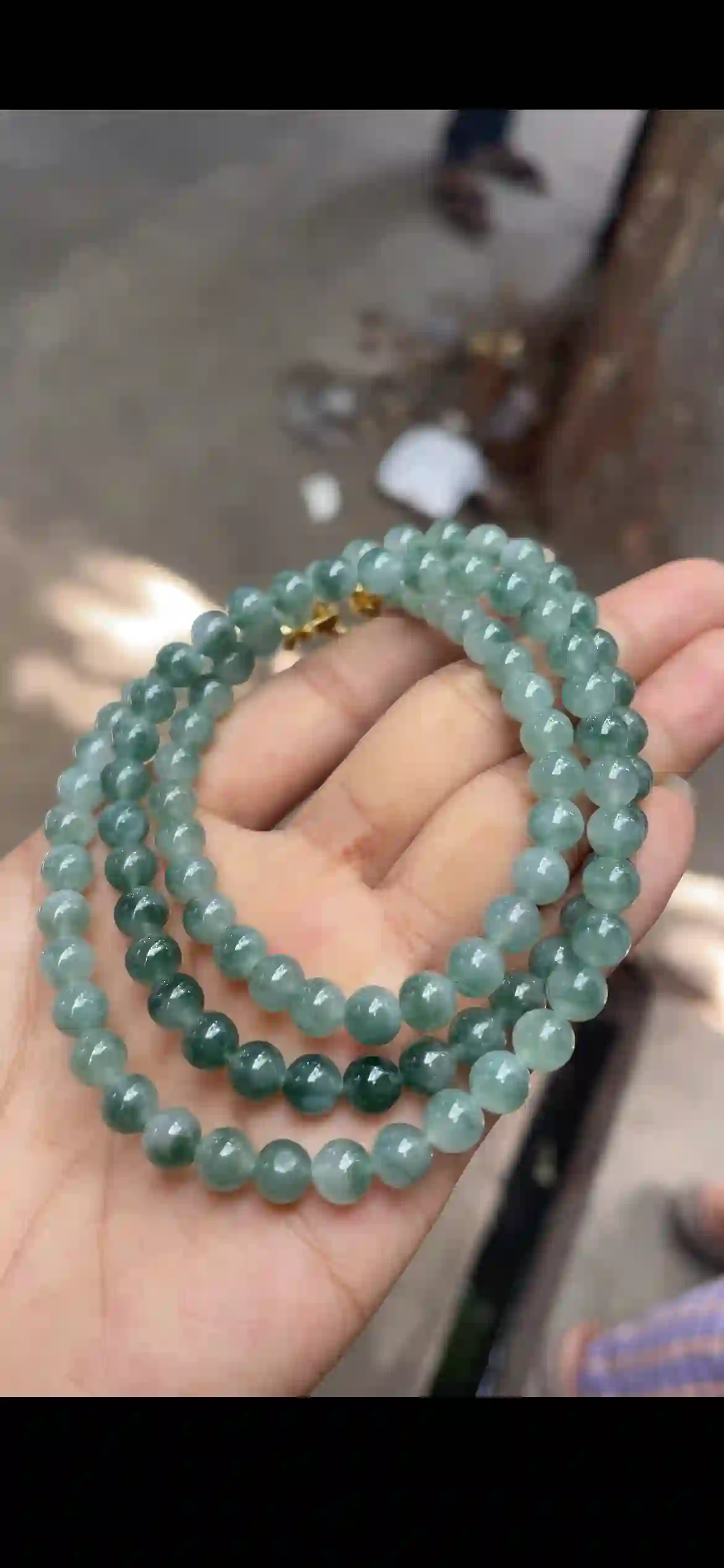 Gradient Deep Green Floating Jadeite Double-Strand Necklace | Myanmar Jadeite reference #10770001