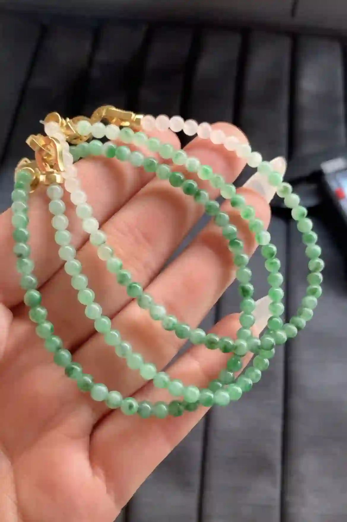   Gradient Green Jade Bead Necklace, view 2 | Myanmar Jadeite reference #2010008