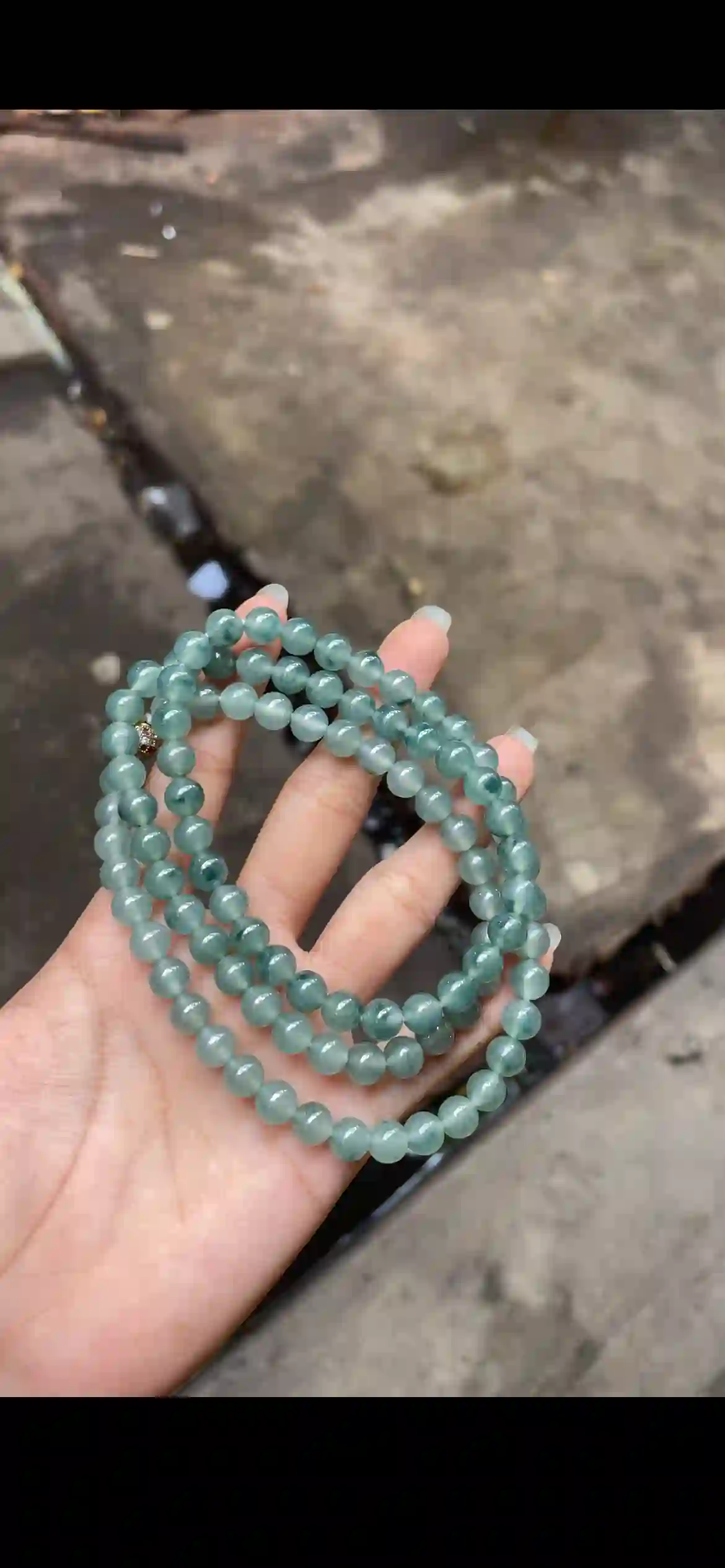 Icy Blue-Green Floating Jadeite Bead Multi-Strand Jewelry | Myanmar Jadeite reference #15720001