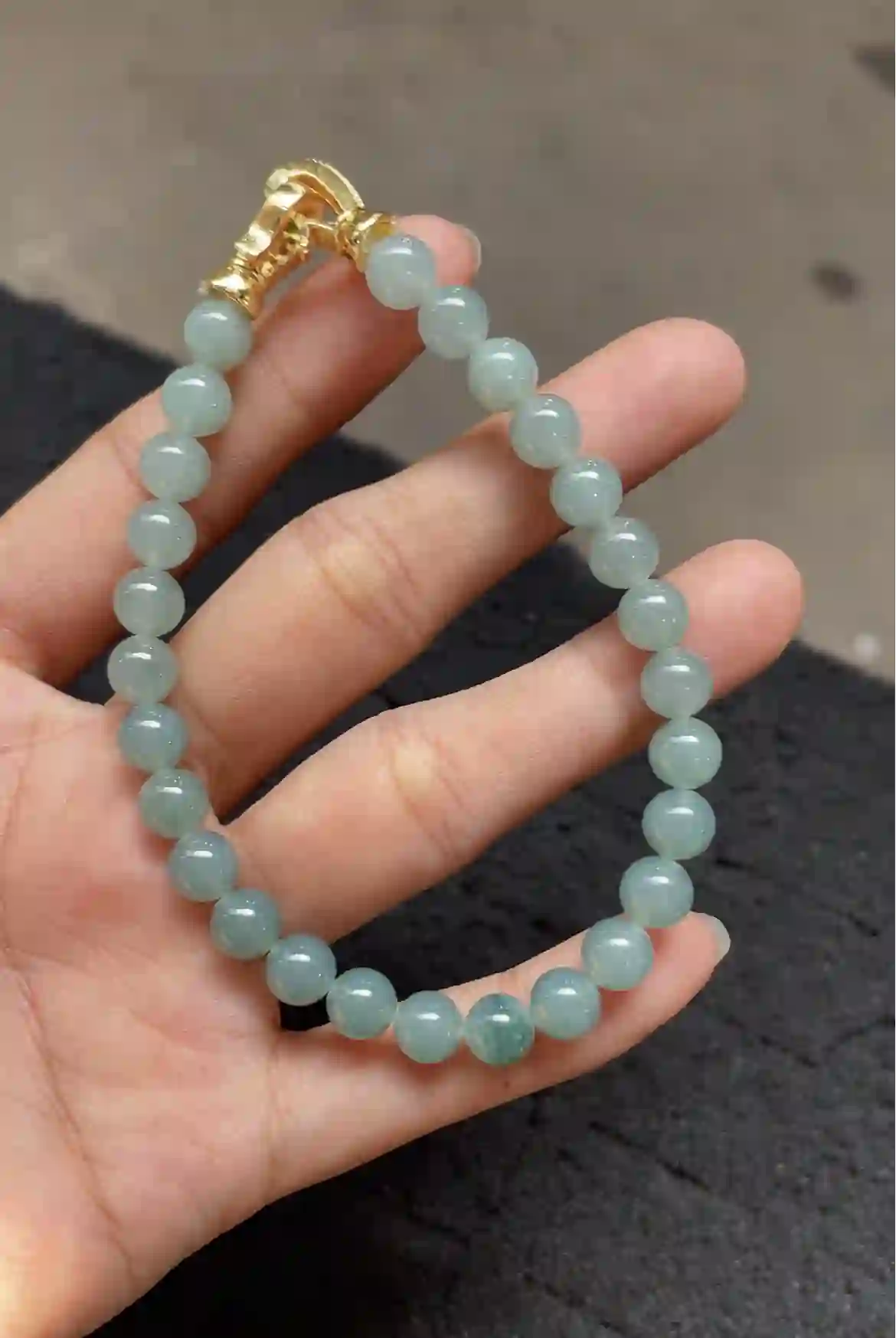 Natural Blue Green Jade Beaded Bracelet, view 2 | Myanmar Jadeite reference #2280010