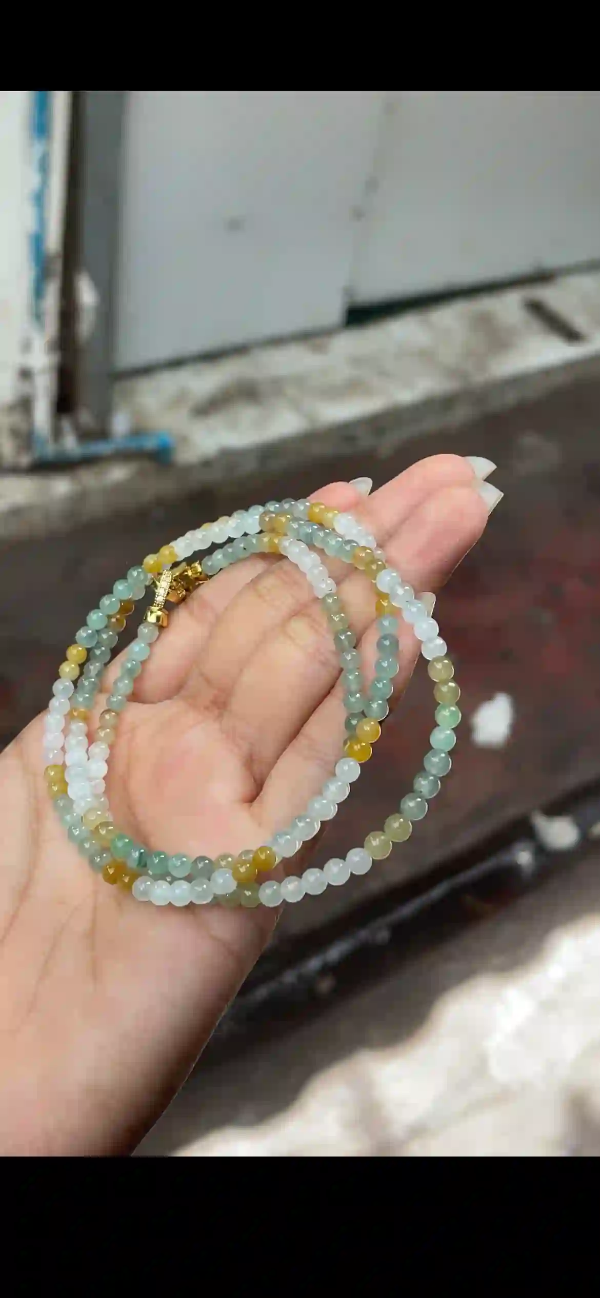 Sunset Multicolor Gradient Jadeite Bead Multi-Strand Jewelry, view 2 | Myanmar Jadeite reference #16350001