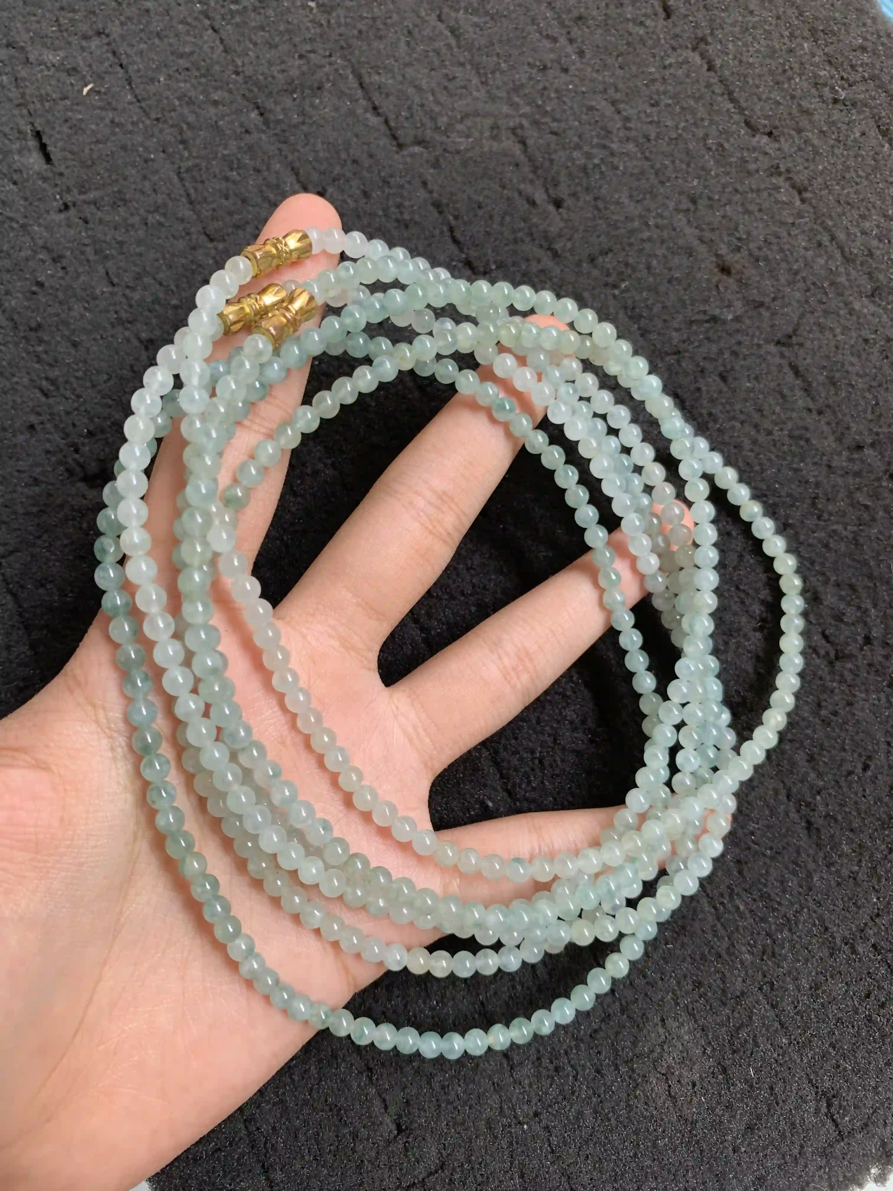 Icy Green Jade Bead Necklace, view 2 | Myanmar Jadeite reference #2130002