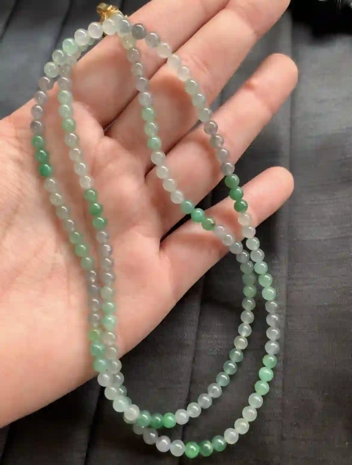 Natural Gradient Green Jadeite Beaded Necklace, view 2 | Myanmar Jadeite reference #2460004