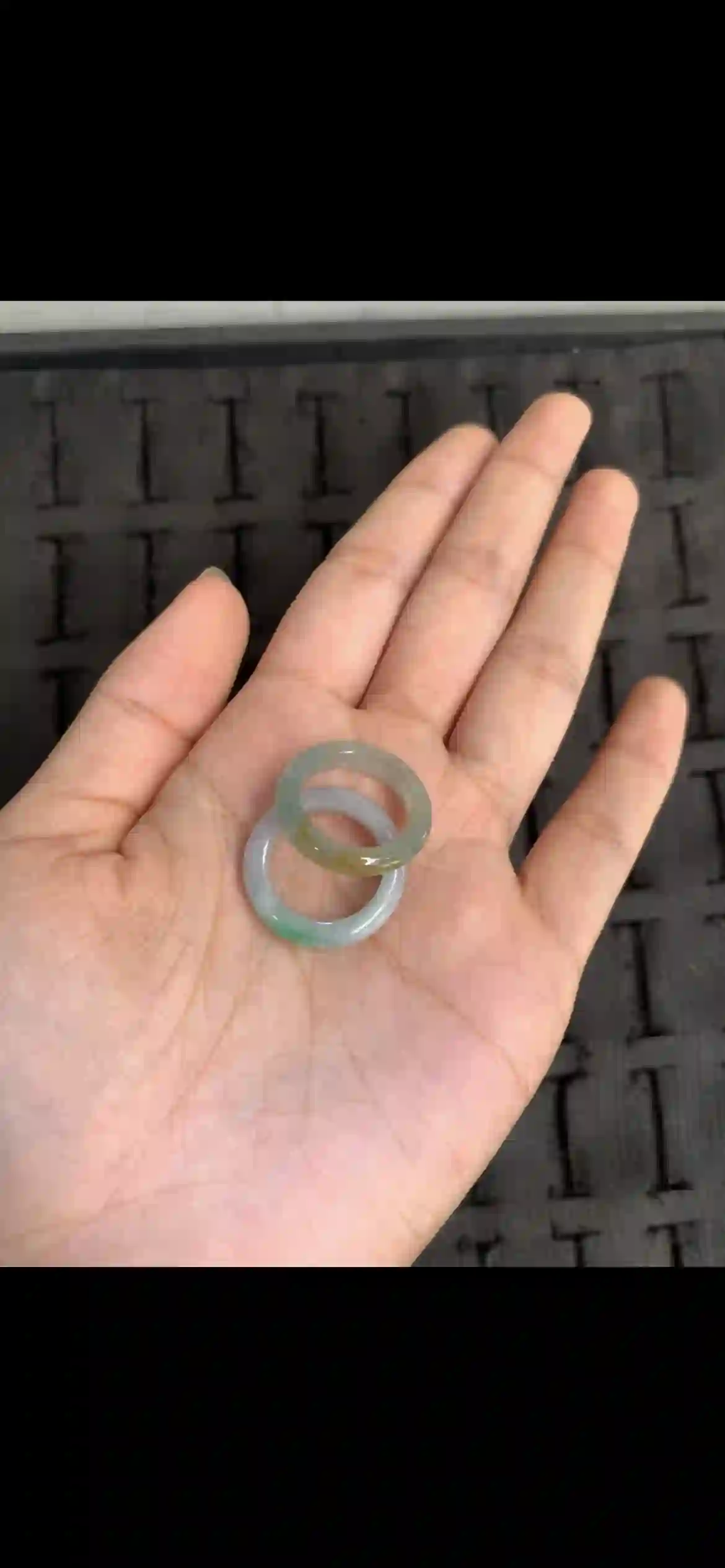 Pair of Icy Translucent Multicolor Jadeite Band Rings | Myanmar Jadeite reference #13380001