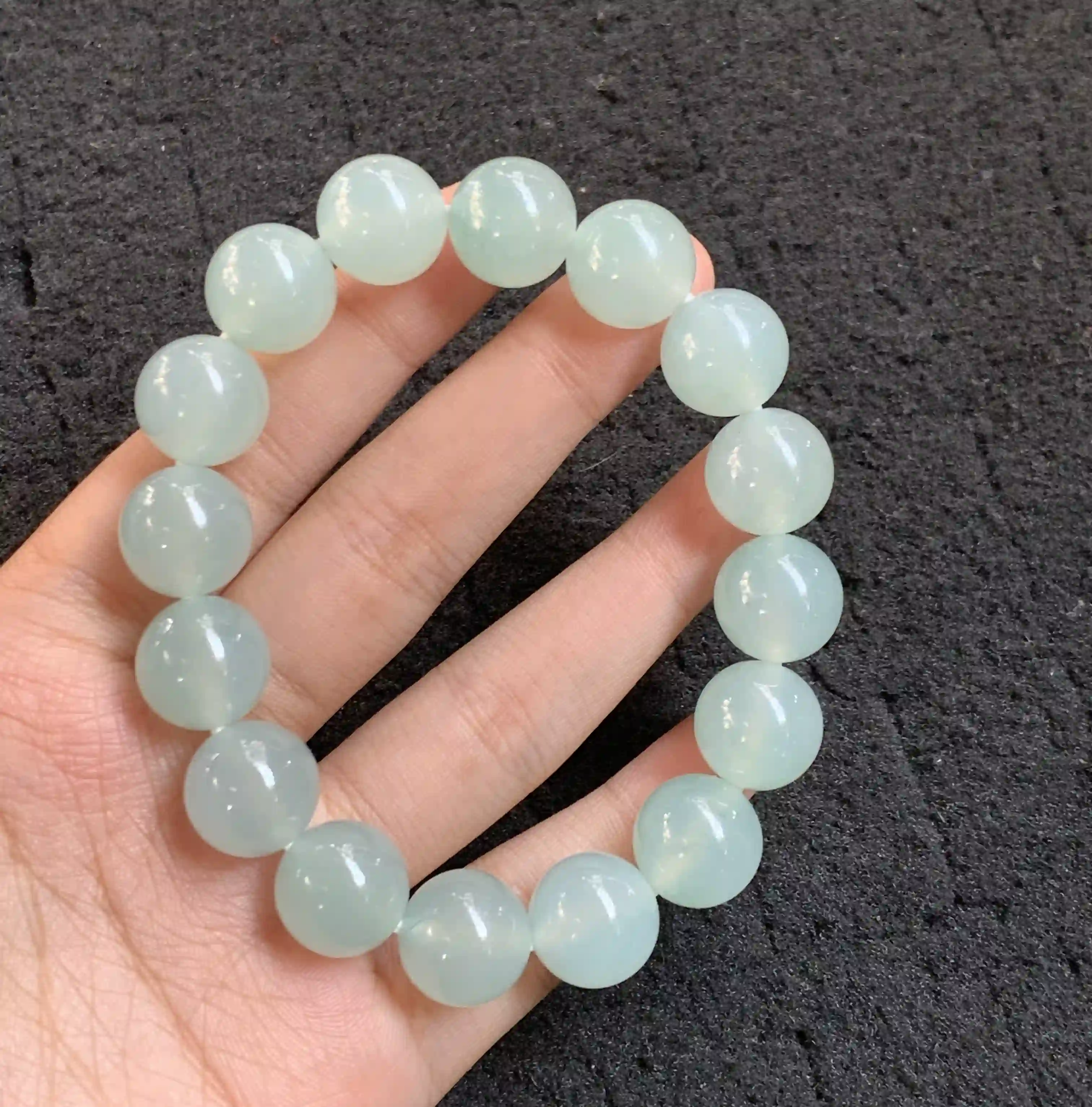 Light Green Translucent Beaded Bracelet, view 2 | Myanmar Jadeite reference #1290001