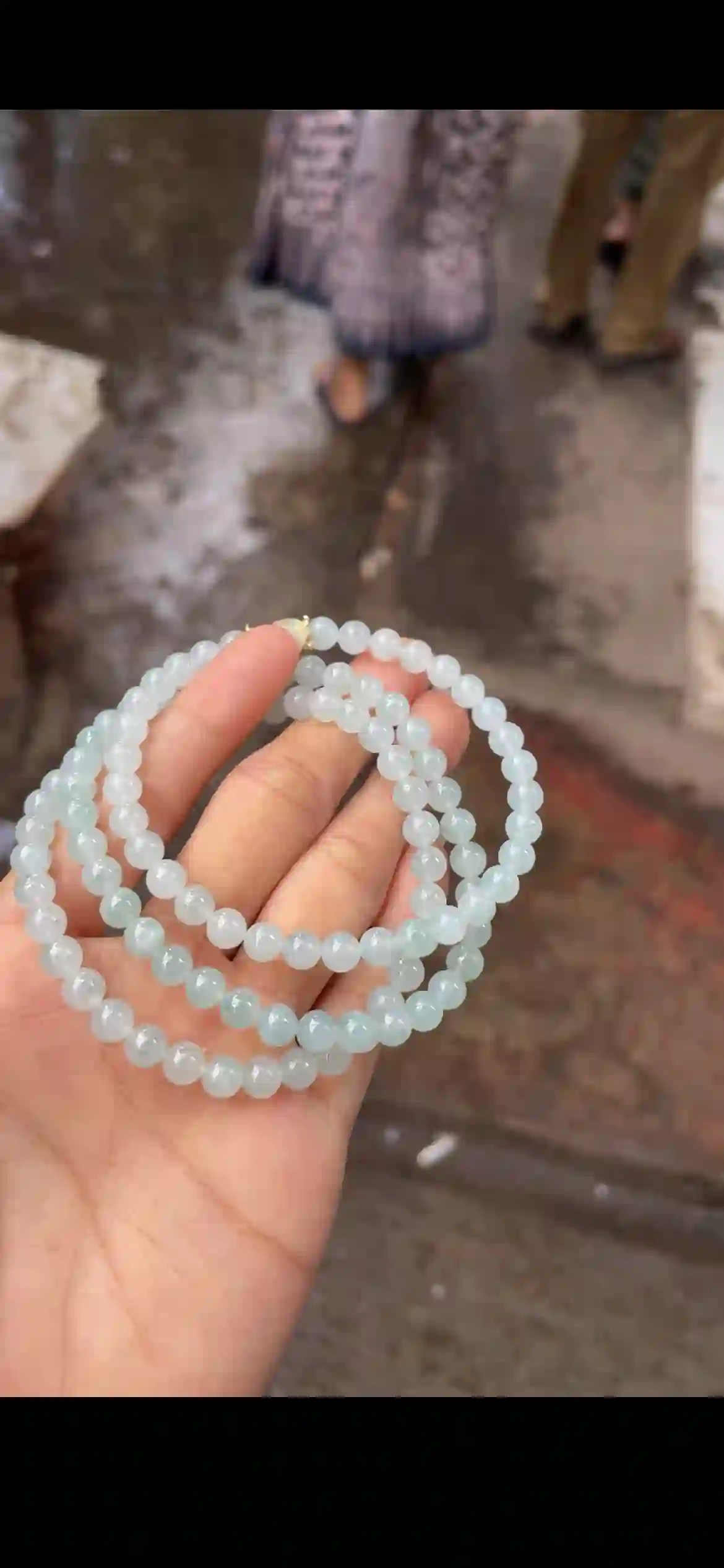 Icy Pale Blue-Green Jadeite Bead Necklace | Myanmar Jadeite reference #15450001