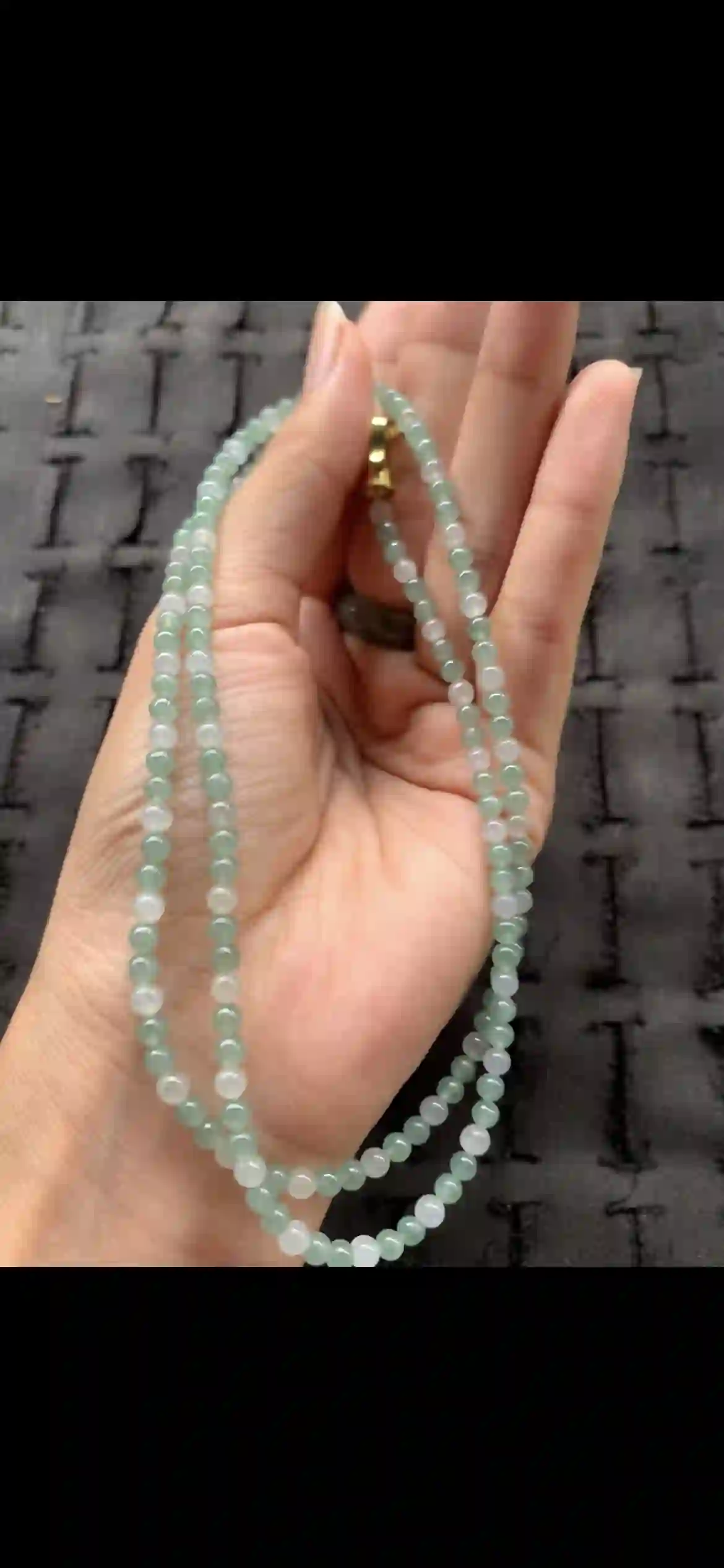 Delicate Pale Green & White Mini-Bead Jade Necklace, view 2 | Myanmar Jadeite reference #25080001