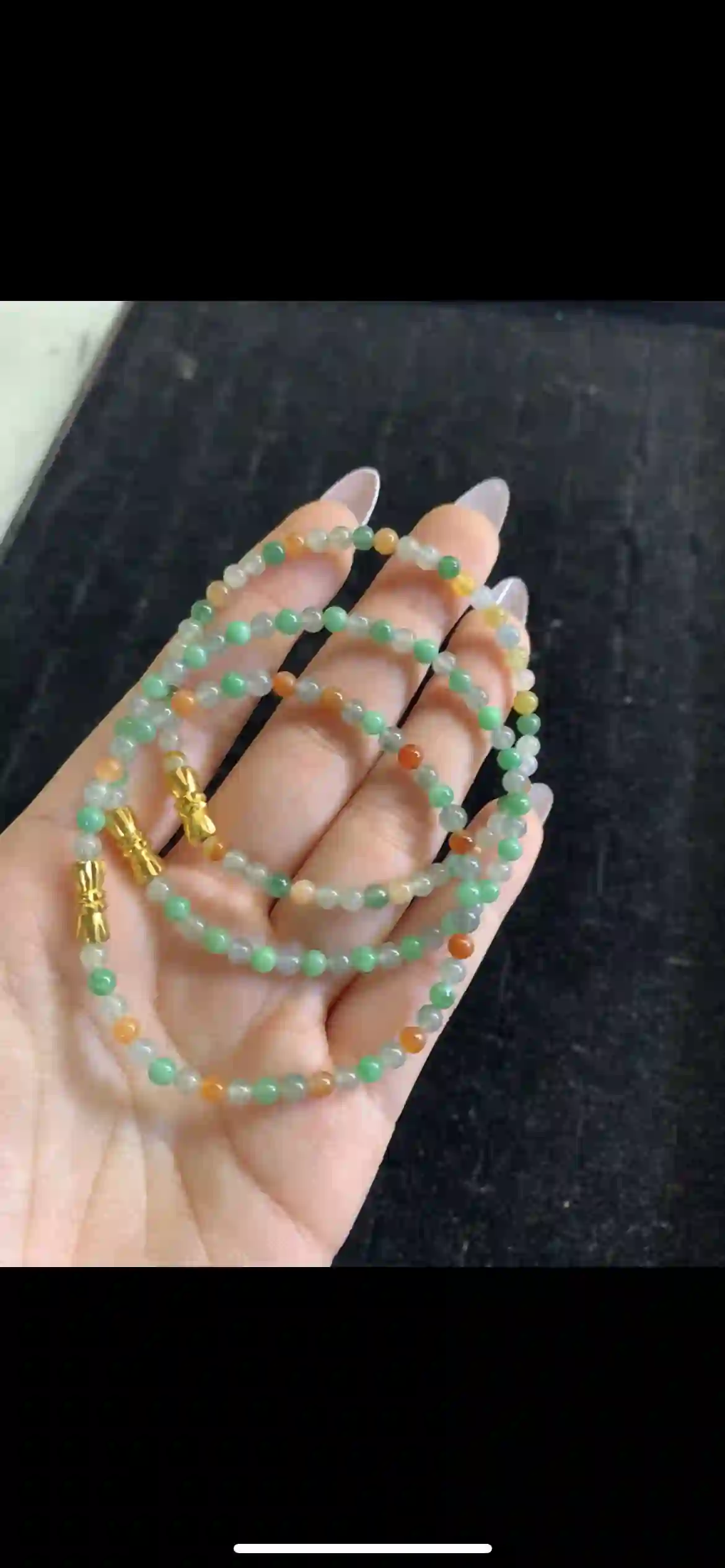 Multicolor Rainbow Jade Multi-Wrap Beaded Bracelet with Gold Accents, view 2 | Myanmar Jadeite reference #22800001