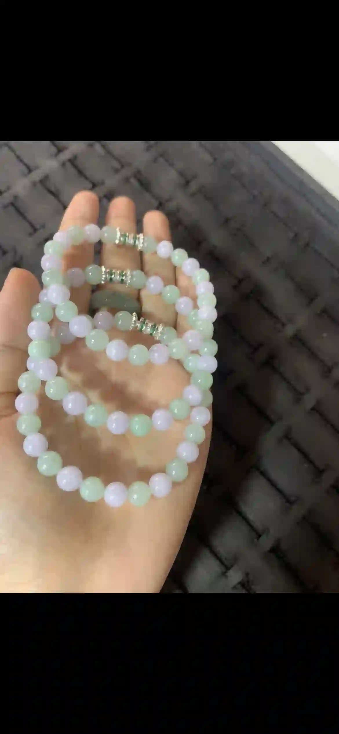 Soft Pastel Natural Jadeite Bead Necklace with Decorative Accents, view 2 | Myanmar Jadeite reference #26550001