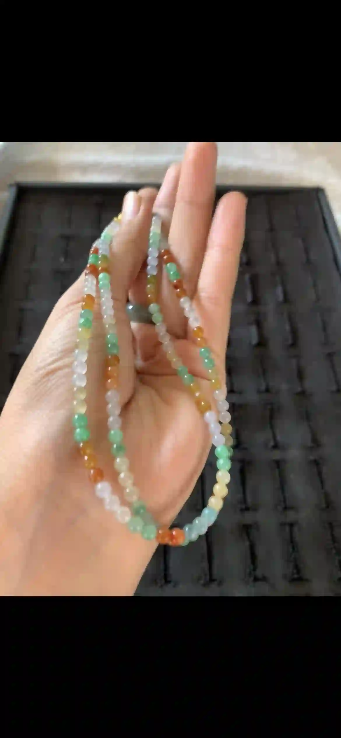 Vibrant Multi-Color Rainbow Jade Beaded Necklace | Myanmar Jadeite reference #27300001