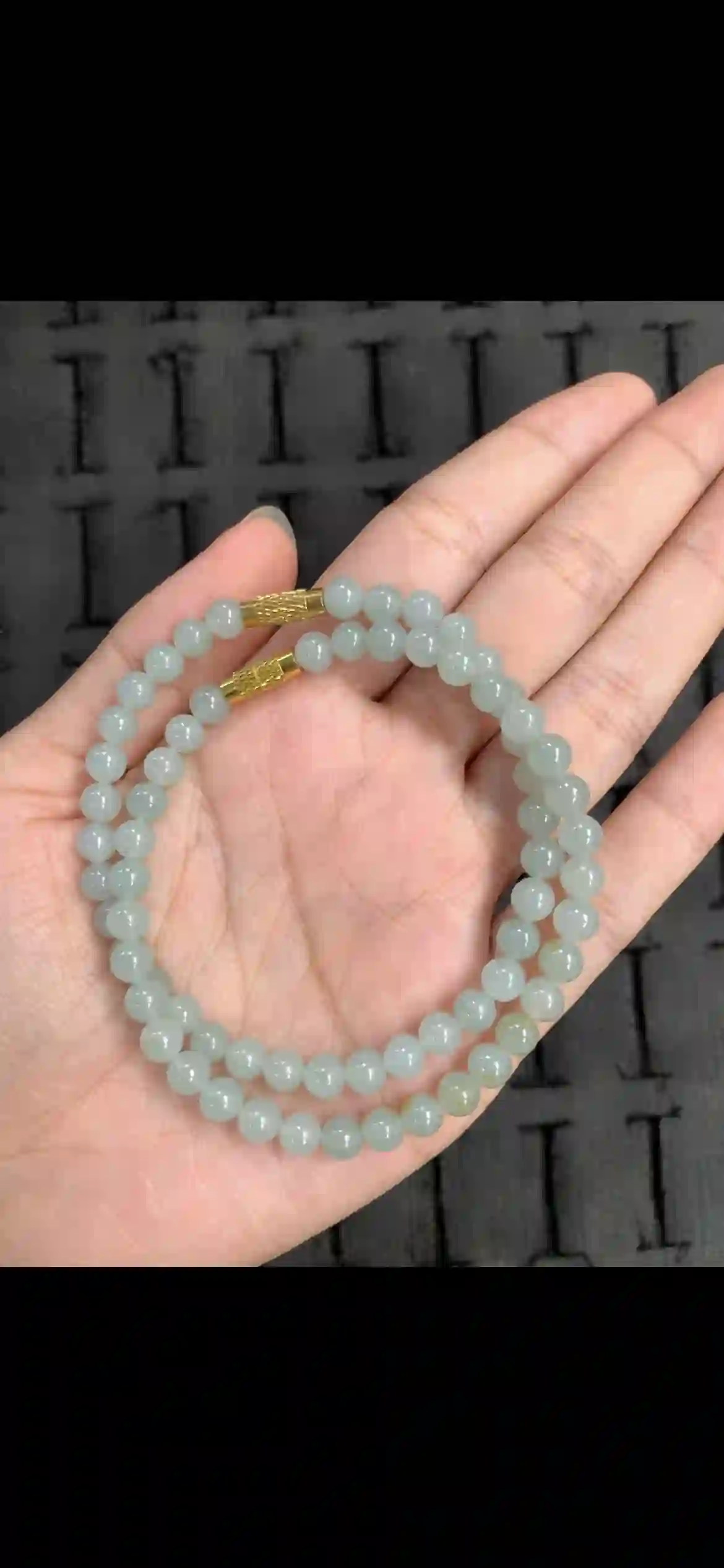 Icy Uniform Pale Green Jadeite Double‑Wrap Bracelet, view 2 | Myanmar Jadeite reference #12930001