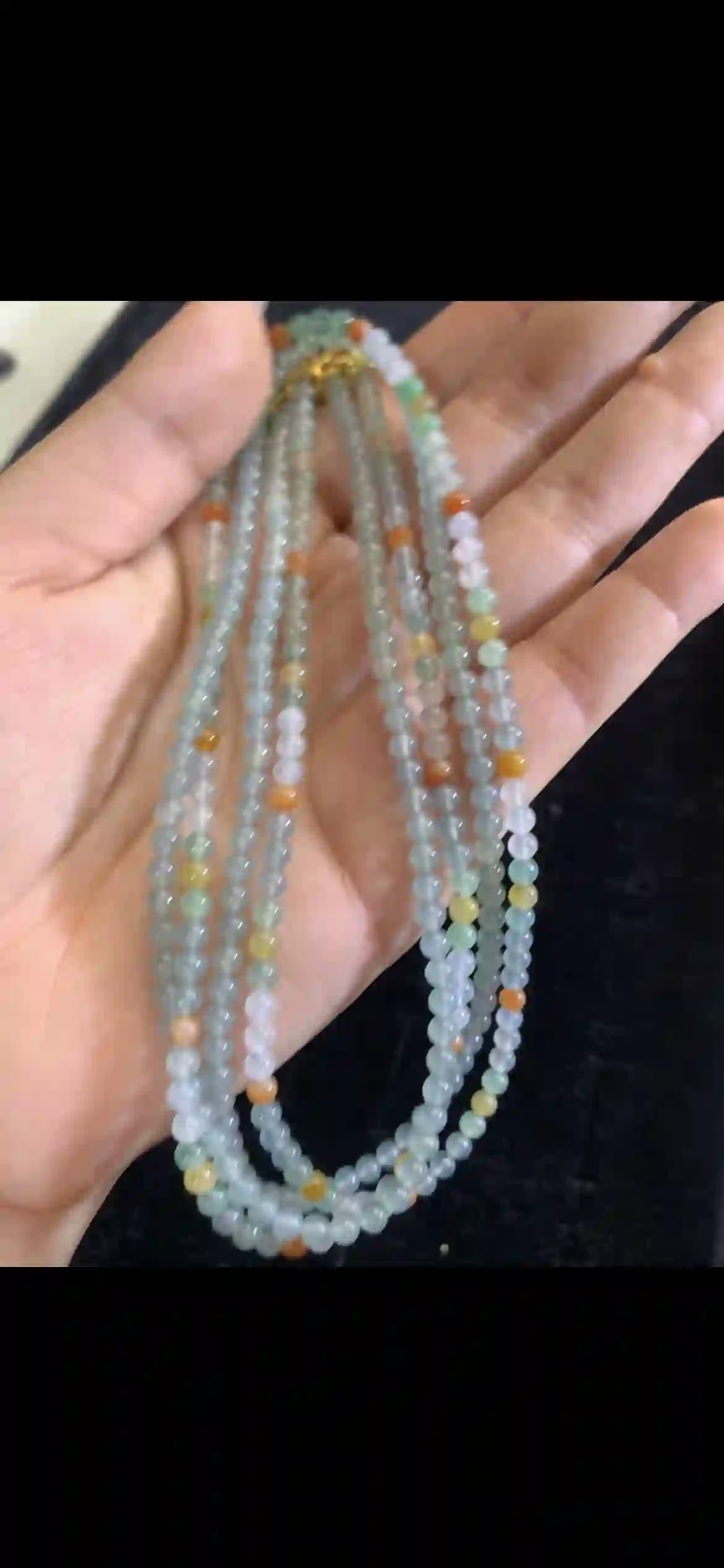 Icy Multicolor Jade Bead Long Necklace — Mixed Hues | Myanmar Jadeite reference #28080001