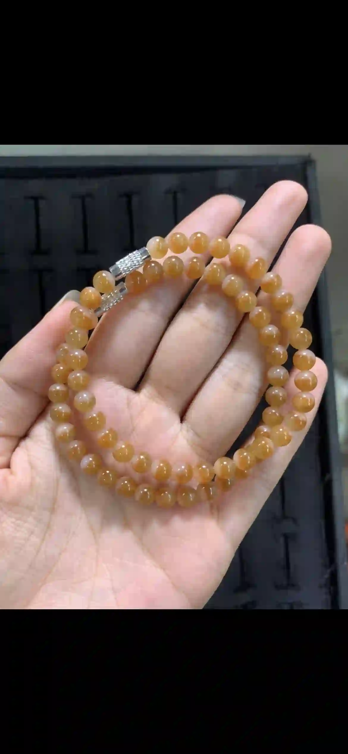 Gradient Honey Amber Jadeite Double-Strand Bracelet, view 2 | Myanmar Jadeite reference #17130001