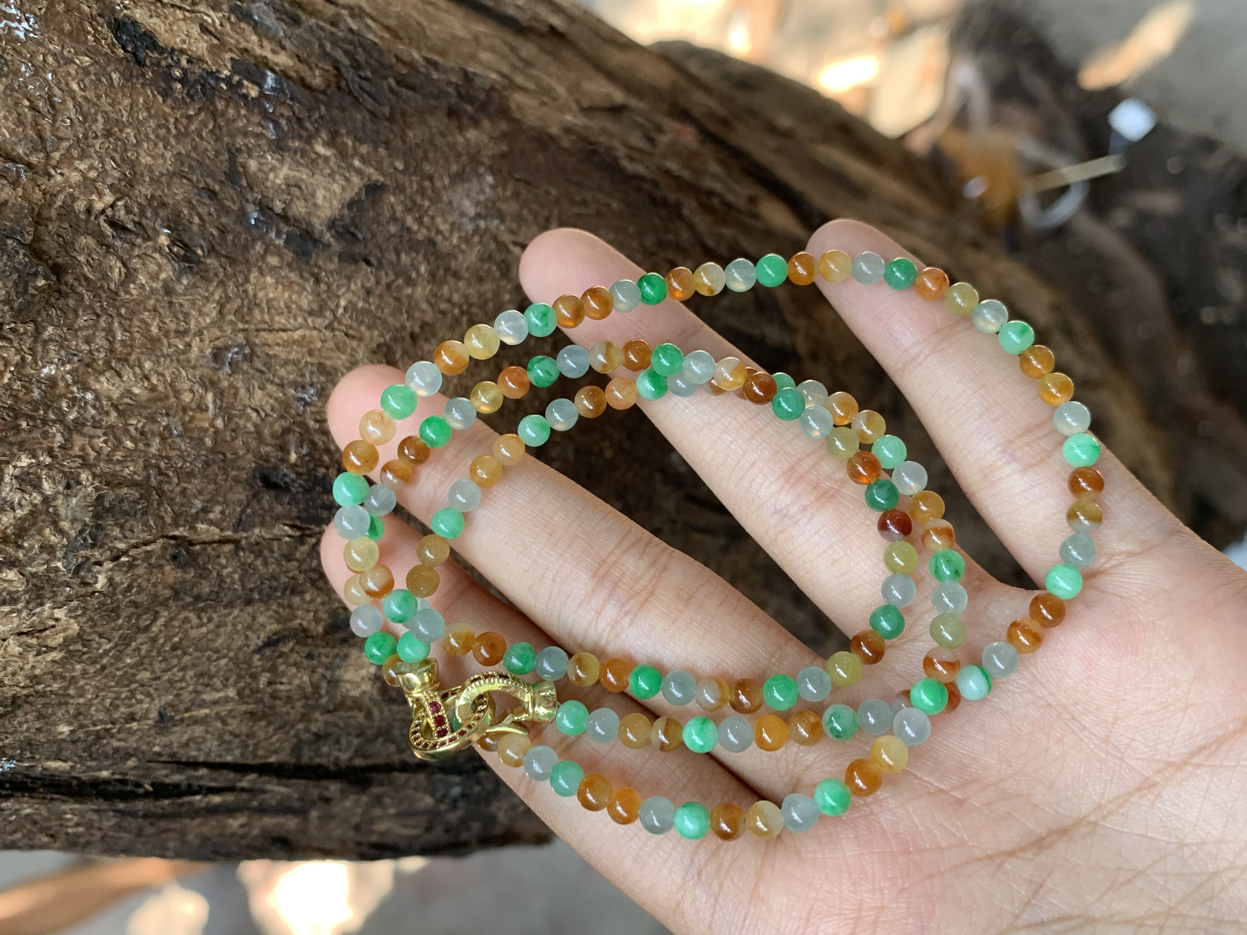 Natural Multicolor Jade Bead Necklace