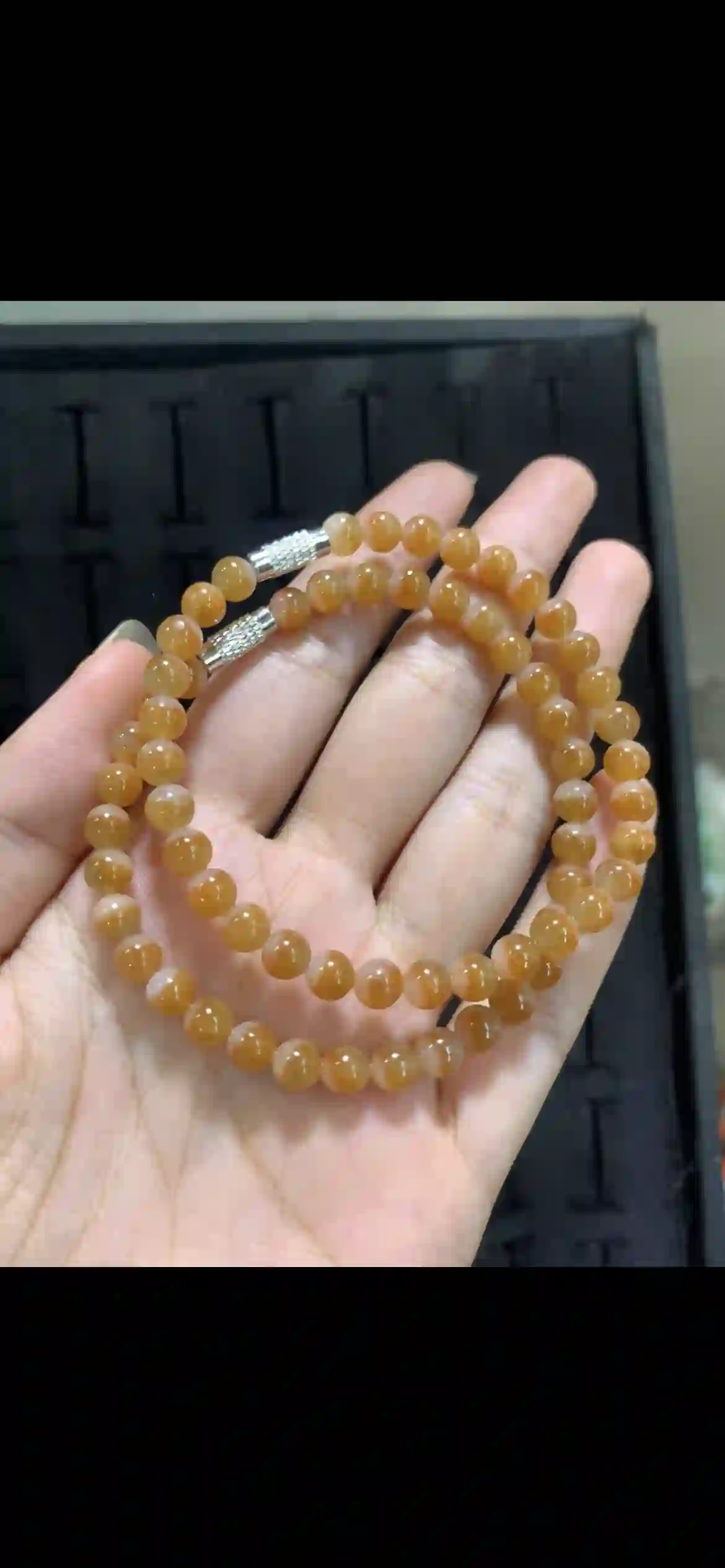 Gradient Honey Amber Jadeite Double-Strand Bracelet | Myanmar Jadeite reference #17130001