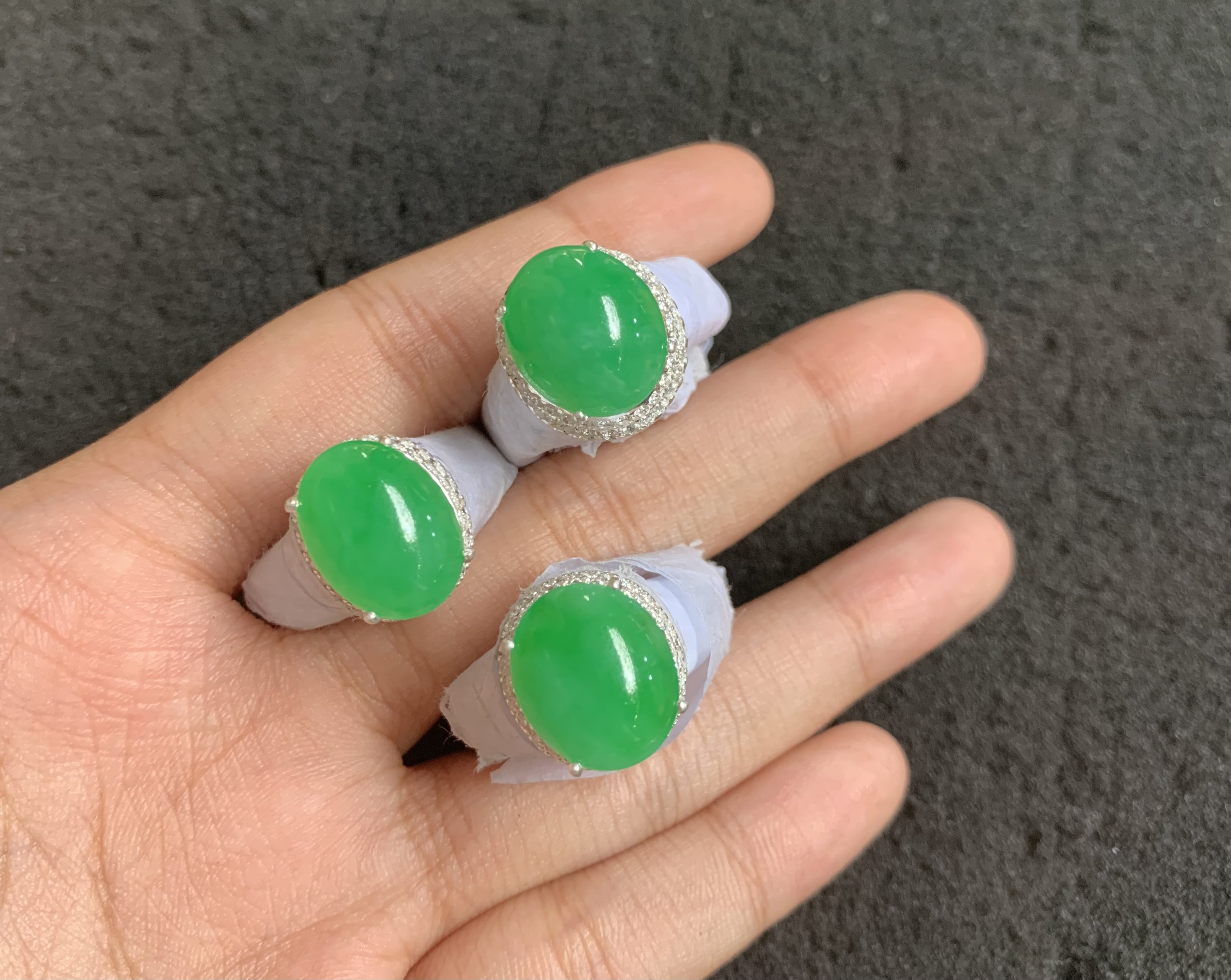 Green Jade Silver Ring