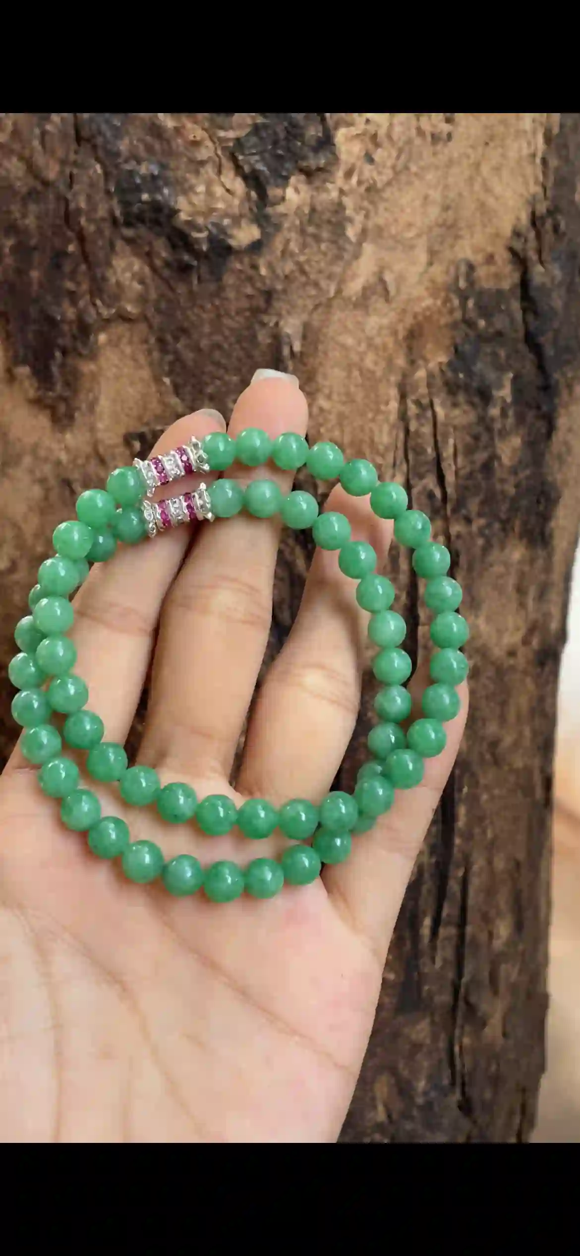 Uniform Bright Green Jadeite Double‑Wrap Bead Bracelet, view 2 | Myanmar Jadeite reference #10140001