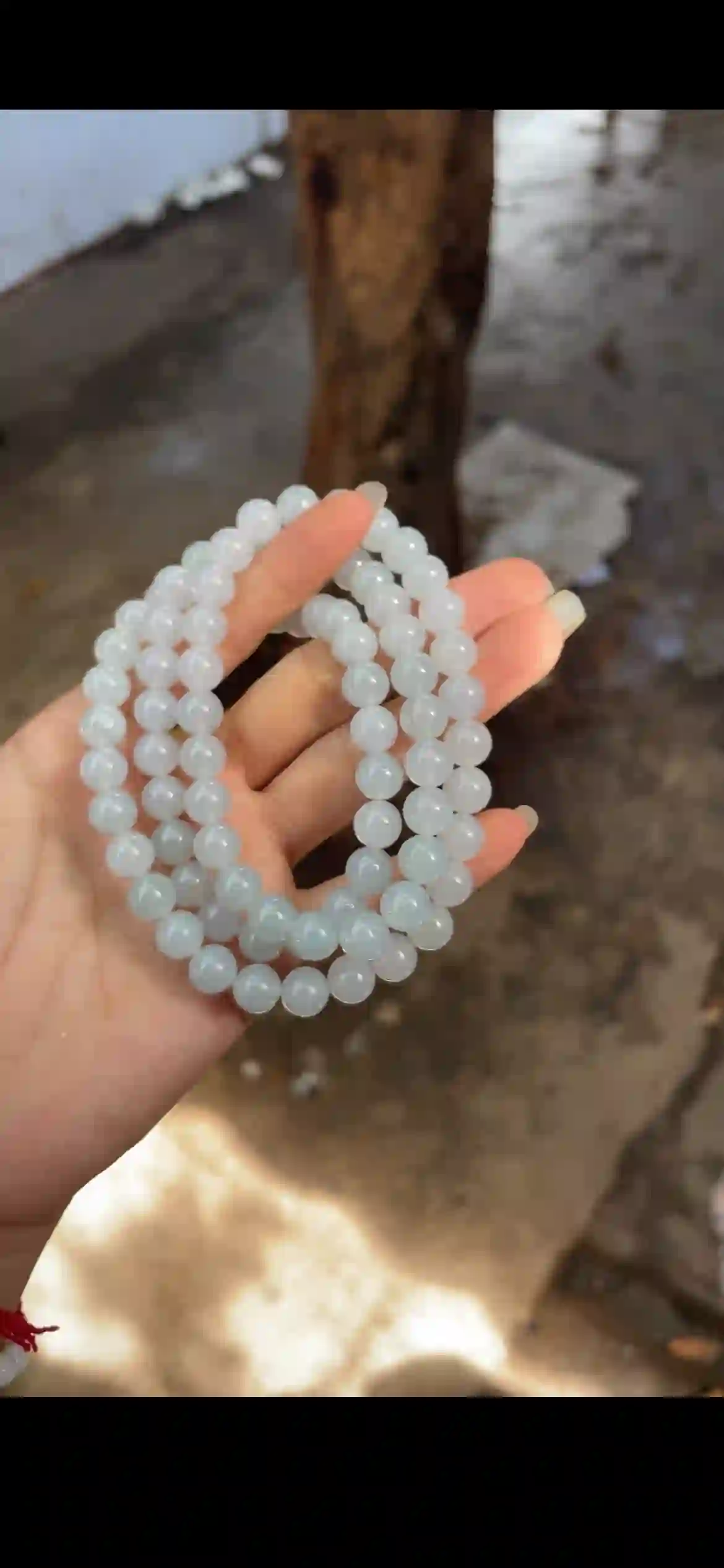 Icy Pale Celadon Jade Bead Necklace, view 2 | Myanmar Jadeite reference #19440001