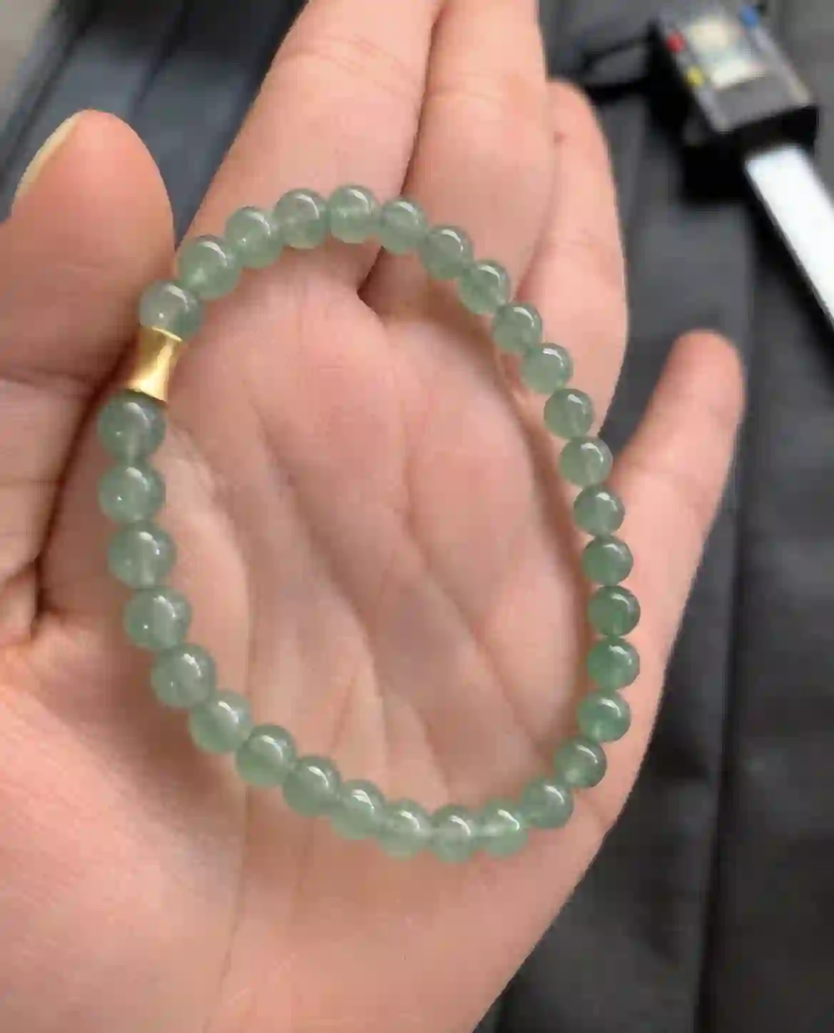   Natural Icy Green Jadeite Beaded Bracelet | Myanmar Jadeite reference #2460002