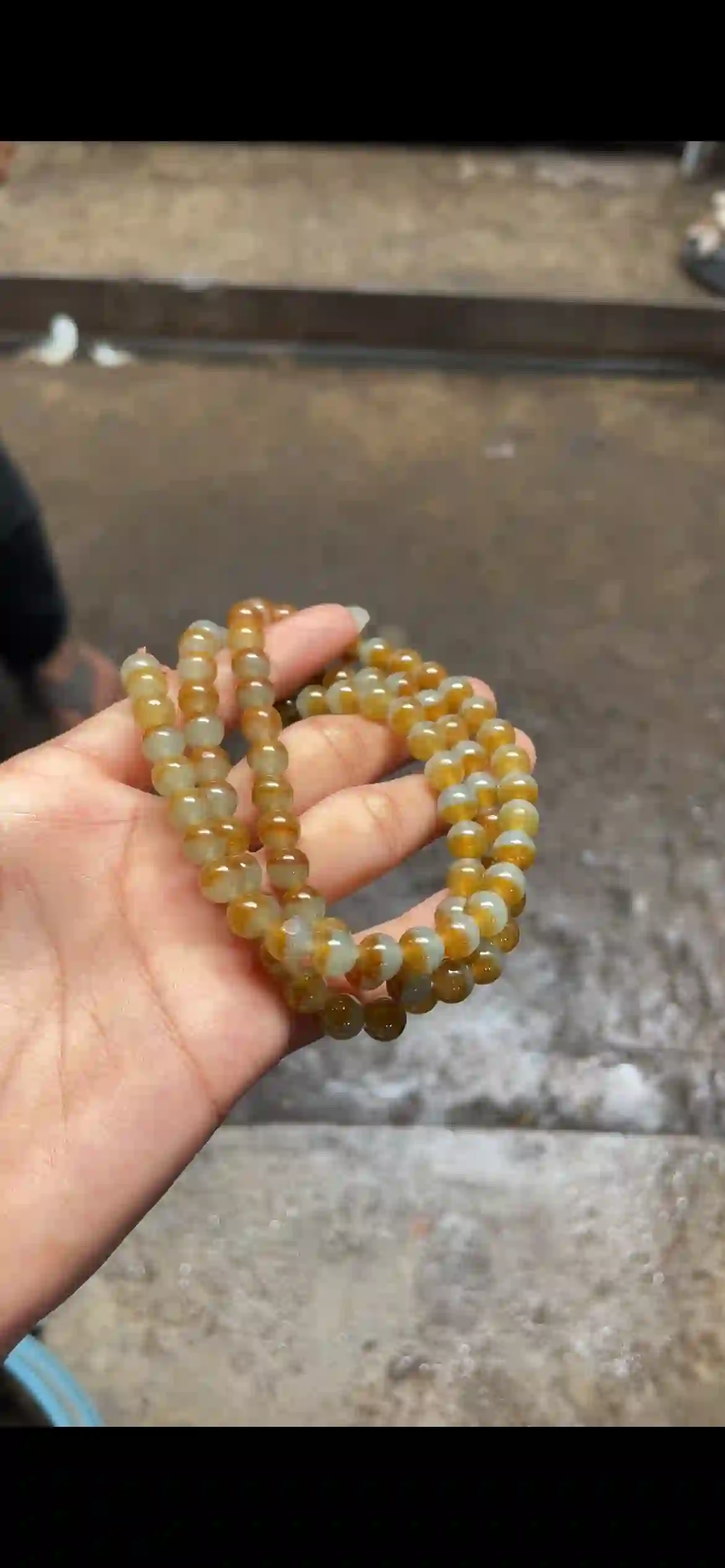 Two-Tone Green & Golden Yellow Jade Bead Multi-Layer Necklace | Myanmar Jadeite reference #6270002