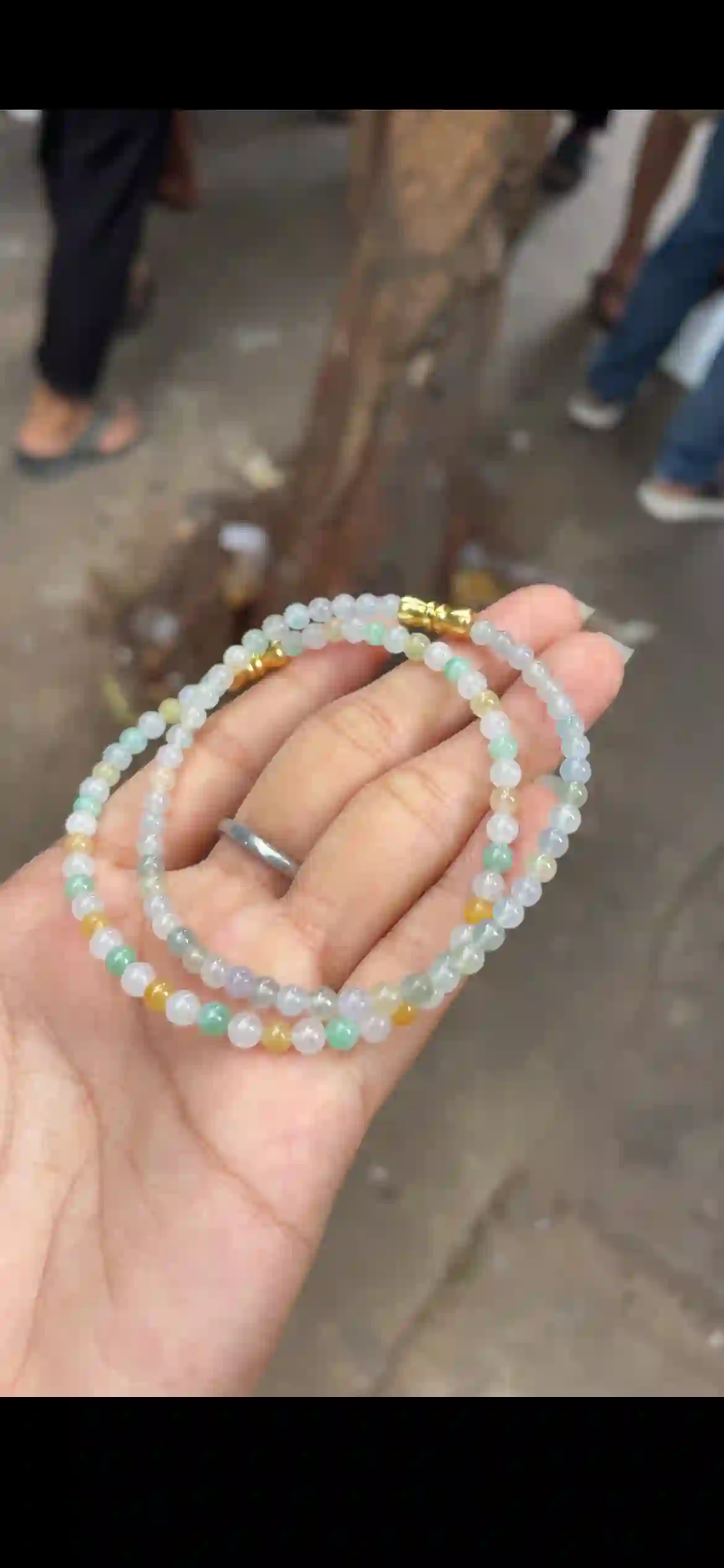 Delicate Multicolor Icy Jadeite Double‑Wrap Bracelet | Myanmar Jadeite reference #14070001