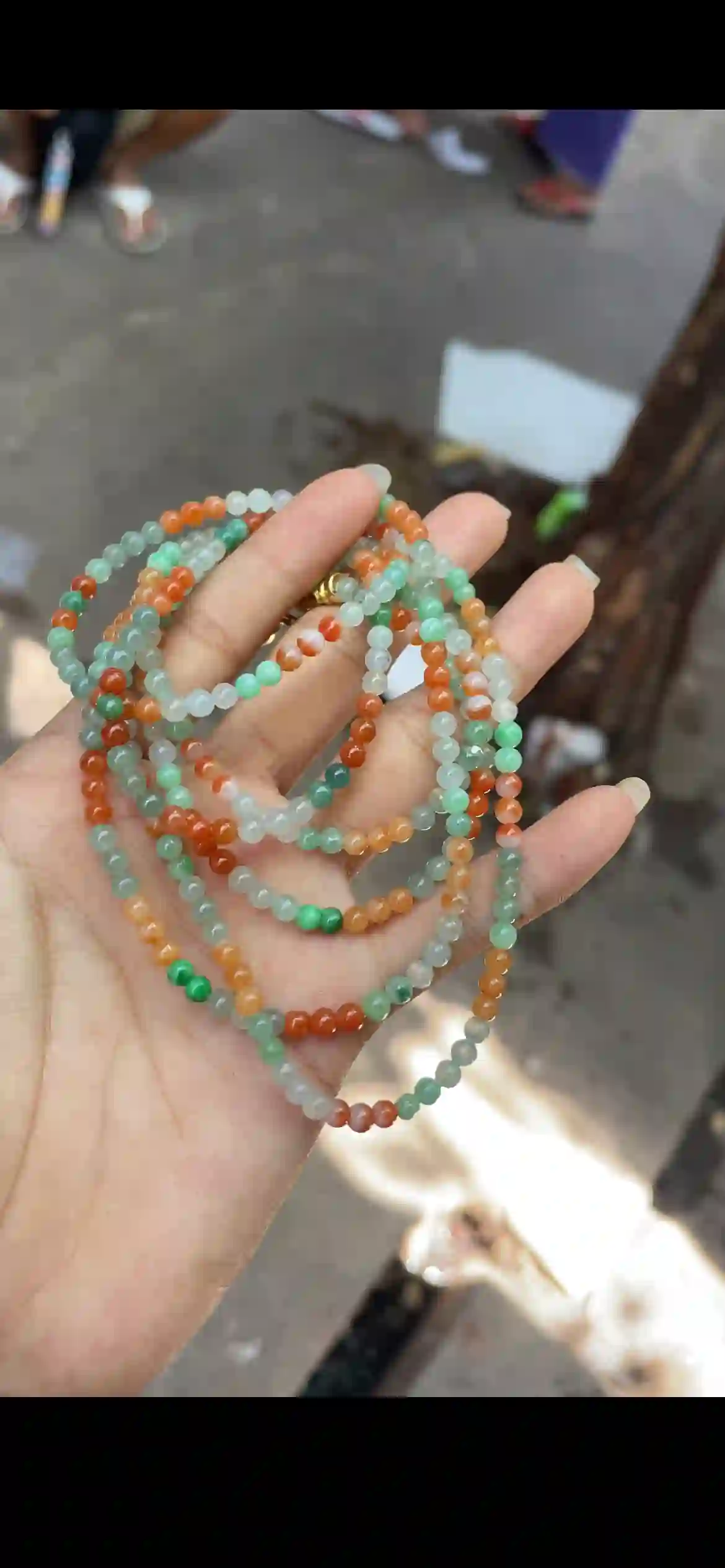 . Rainbow Multicolor Jade Long Wrap Bracelet & Necklace, view 2 | Myanmar Jadeite reference #14700001