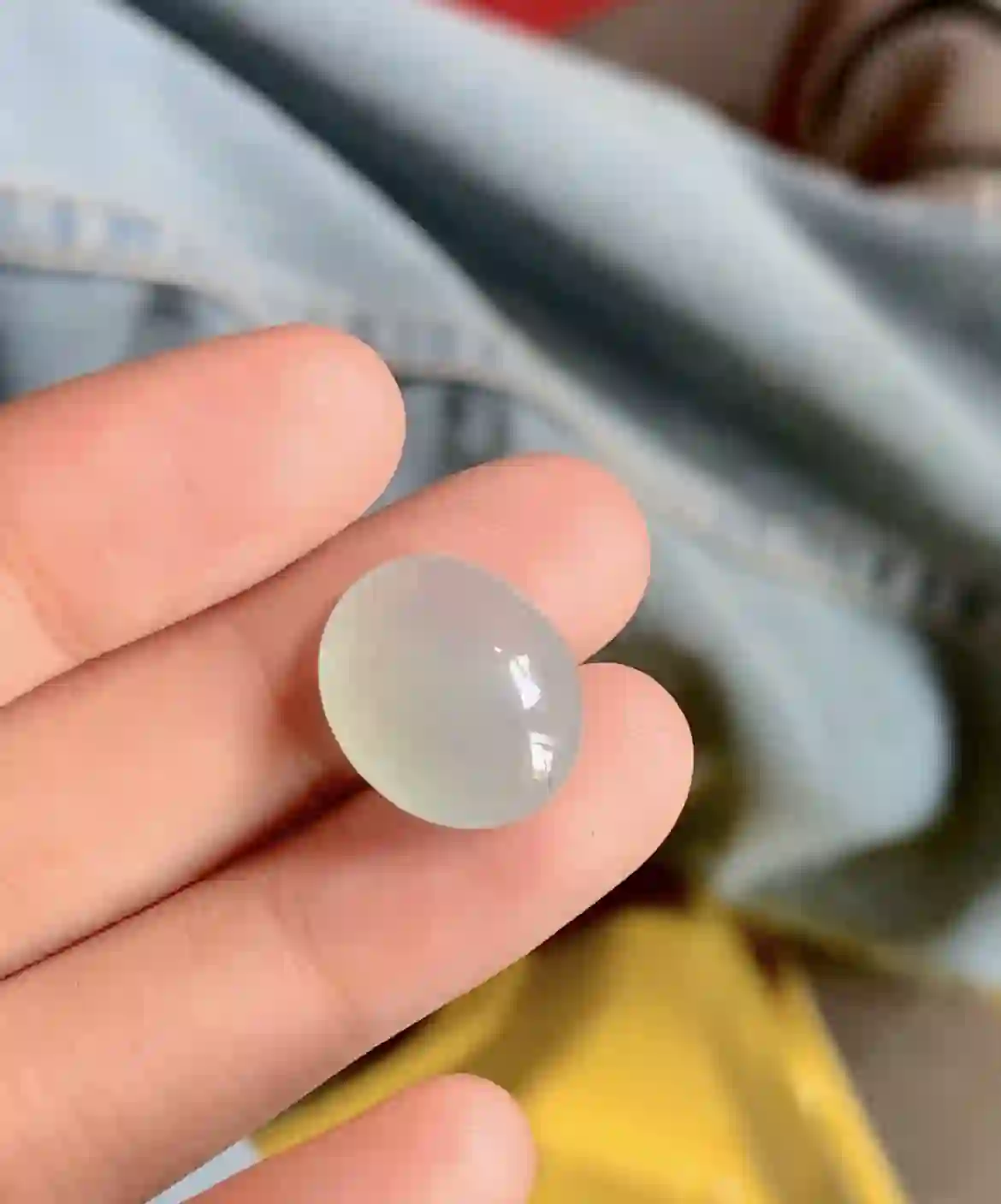 Icy Translucent White Jadeite Oval Cabochon, view 2 | Myanmar Jadeite reference #3090001