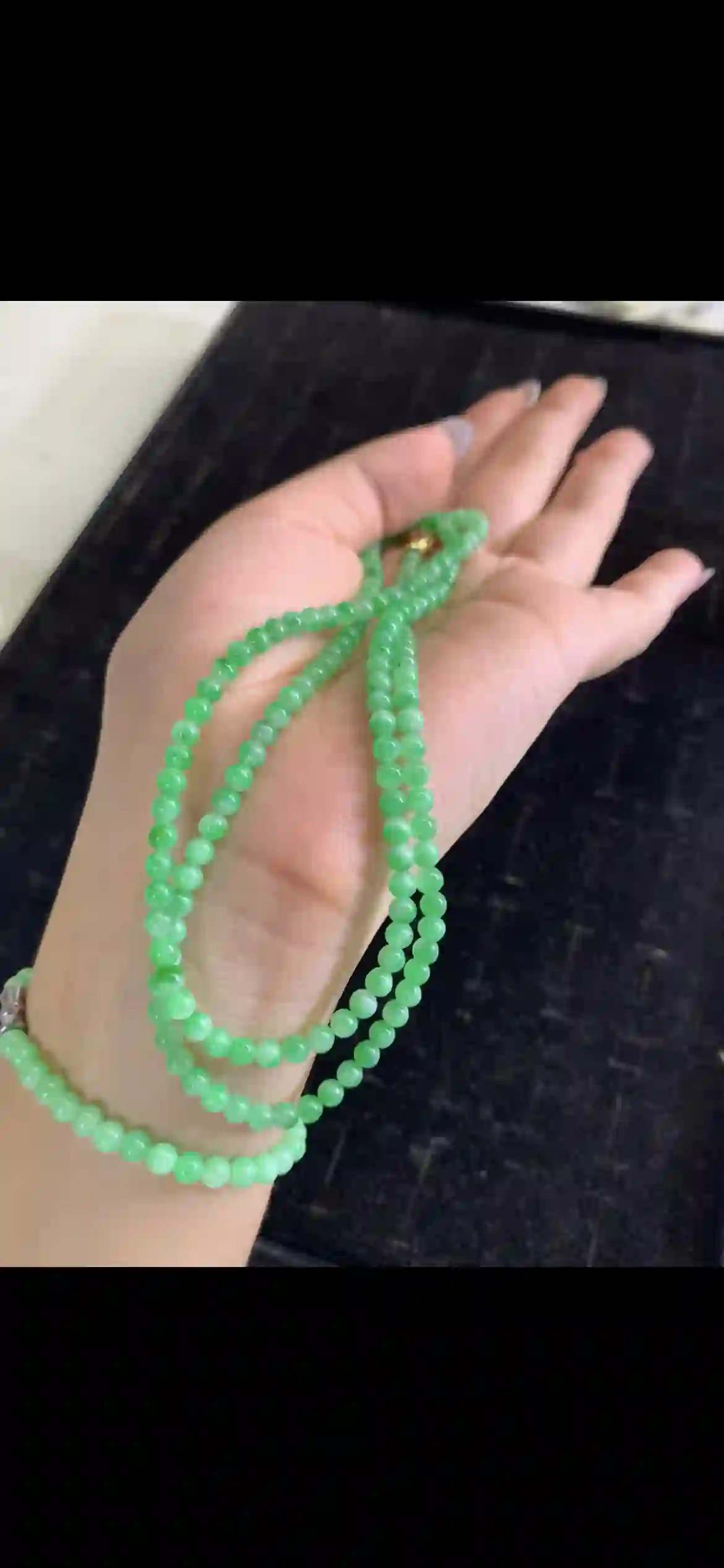 Vibrant Bright Green Fine Jade Bead Long Strand / Multi-Layer Necklace, view 2 | Myanmar Jadeite reference #25230001