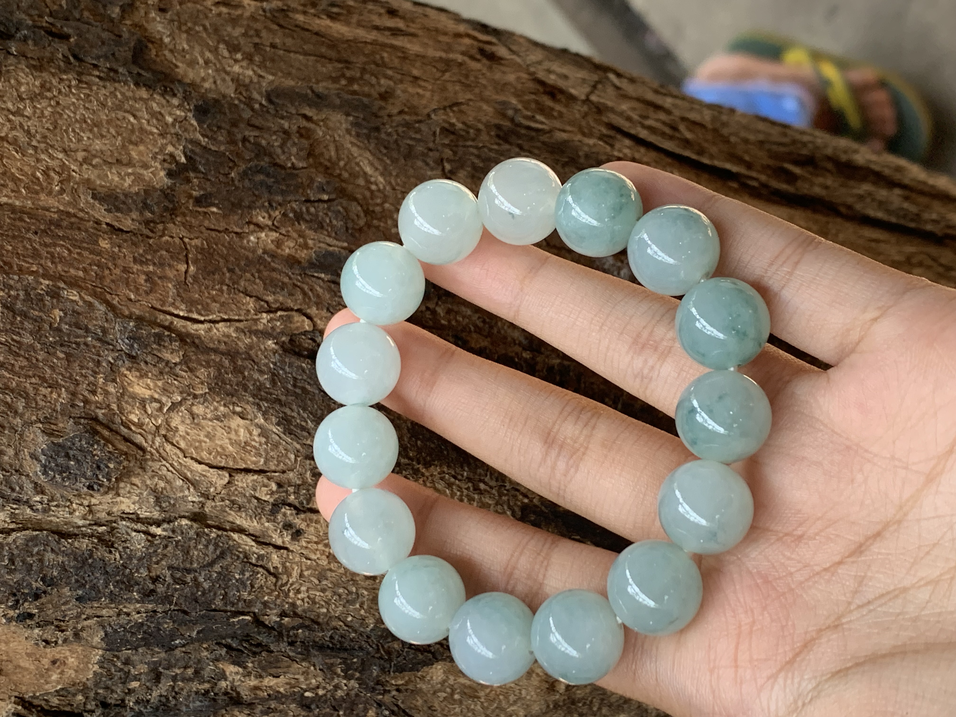 Natural Icy Green Jade Beaded Bracelet - Burmese Jadeite Type A from Hpakant, Myanmar | Myanmar Jadeite