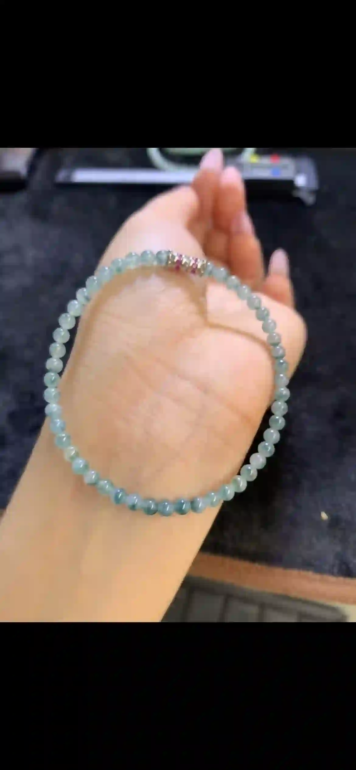Icy Blue‑Green Gradient Jadeite Mini‑Bead Bracelet | Myanmar Jadeite reference #9540001