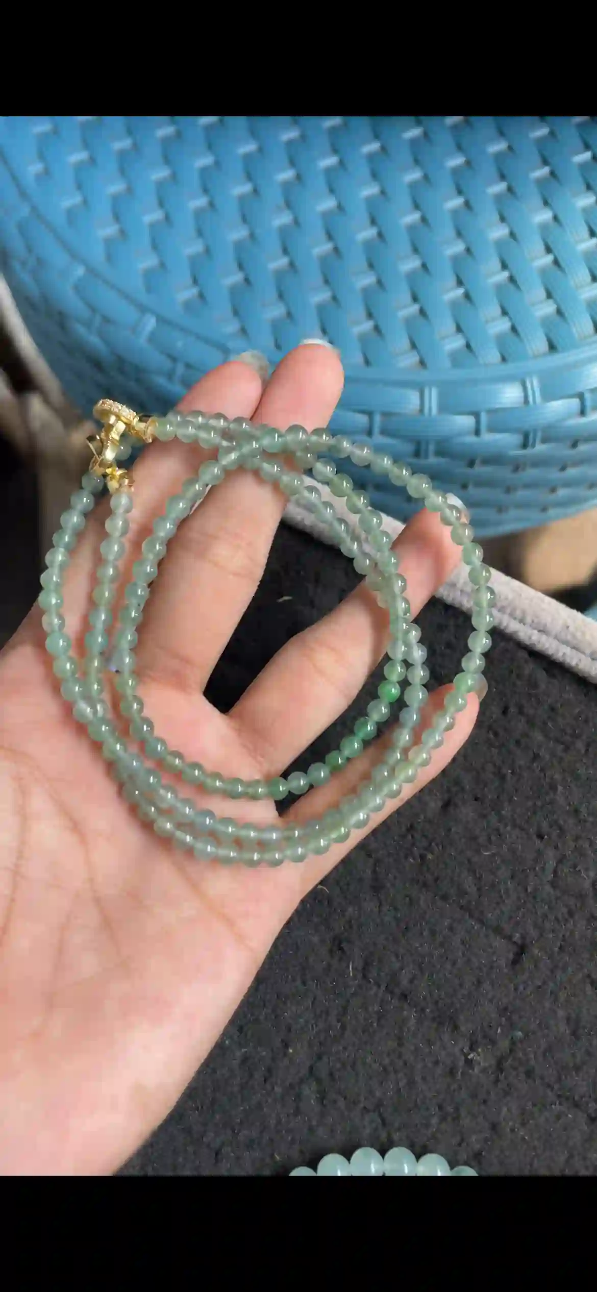 Icy Light Green Jade Bead Necklace, Multi-Layer Design | Myanmar Jadeite reference #5820001