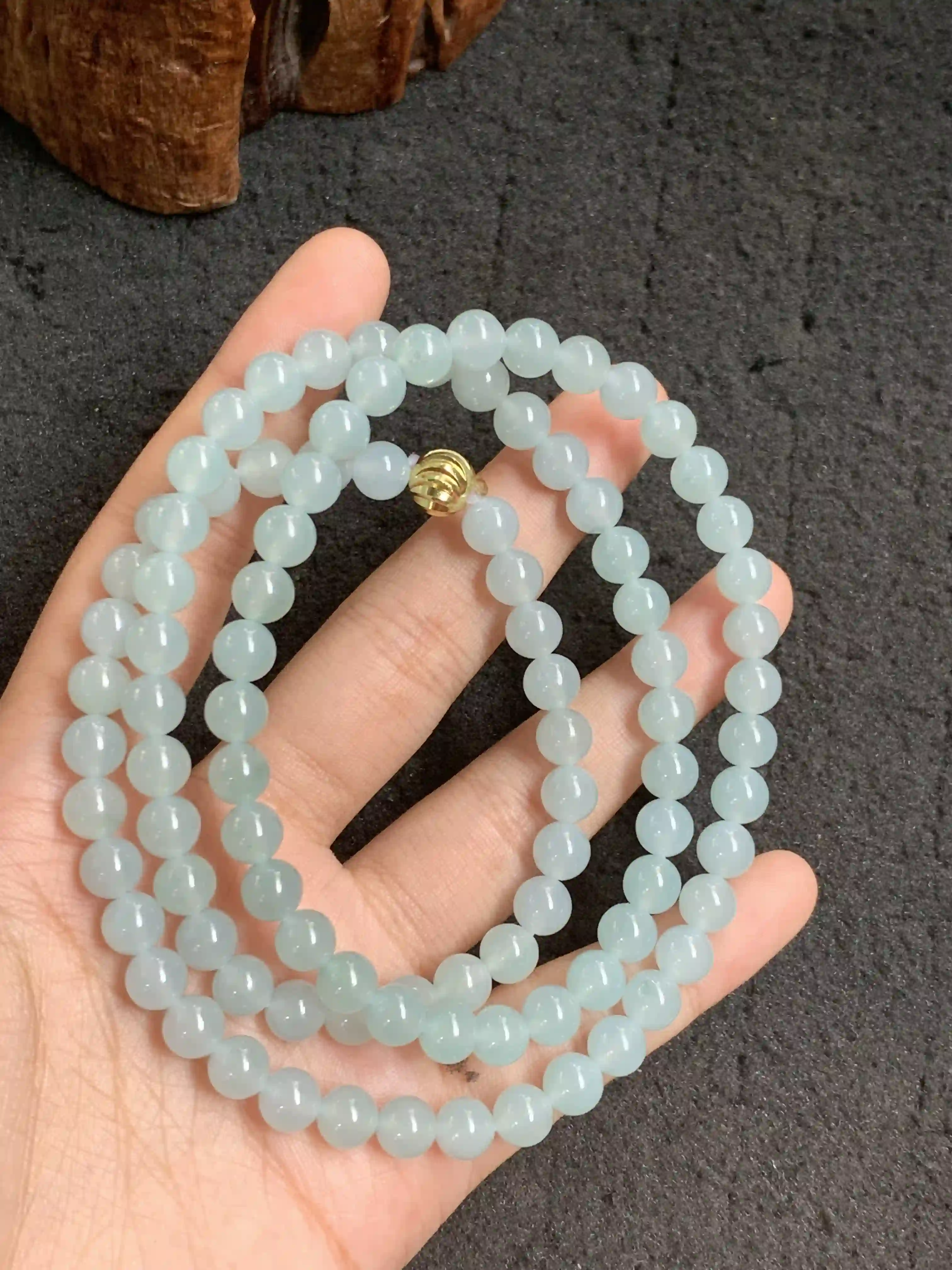 Light Blue Jade Beaded Multi-loop Bracelet/Necklace, view 2 | Myanmar Jadeite reference #270001
