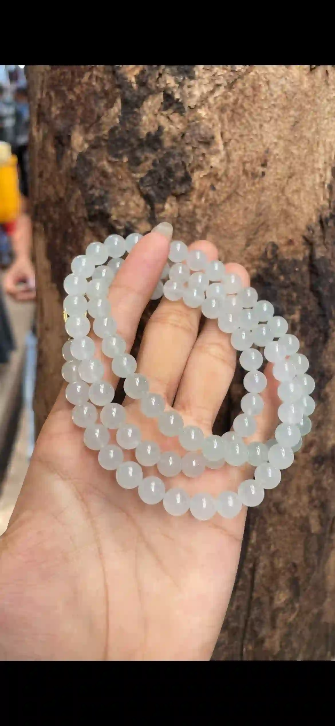 High Icy Transparent White Jadeite Bead Necklace | Myanmar Jadeite reference #8160001