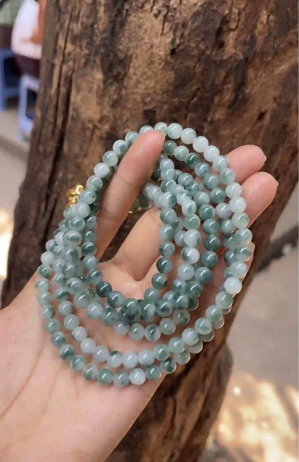Natural Green Jade Beaded Necklace, view 2 | Myanmar Jadeite reference #2310006