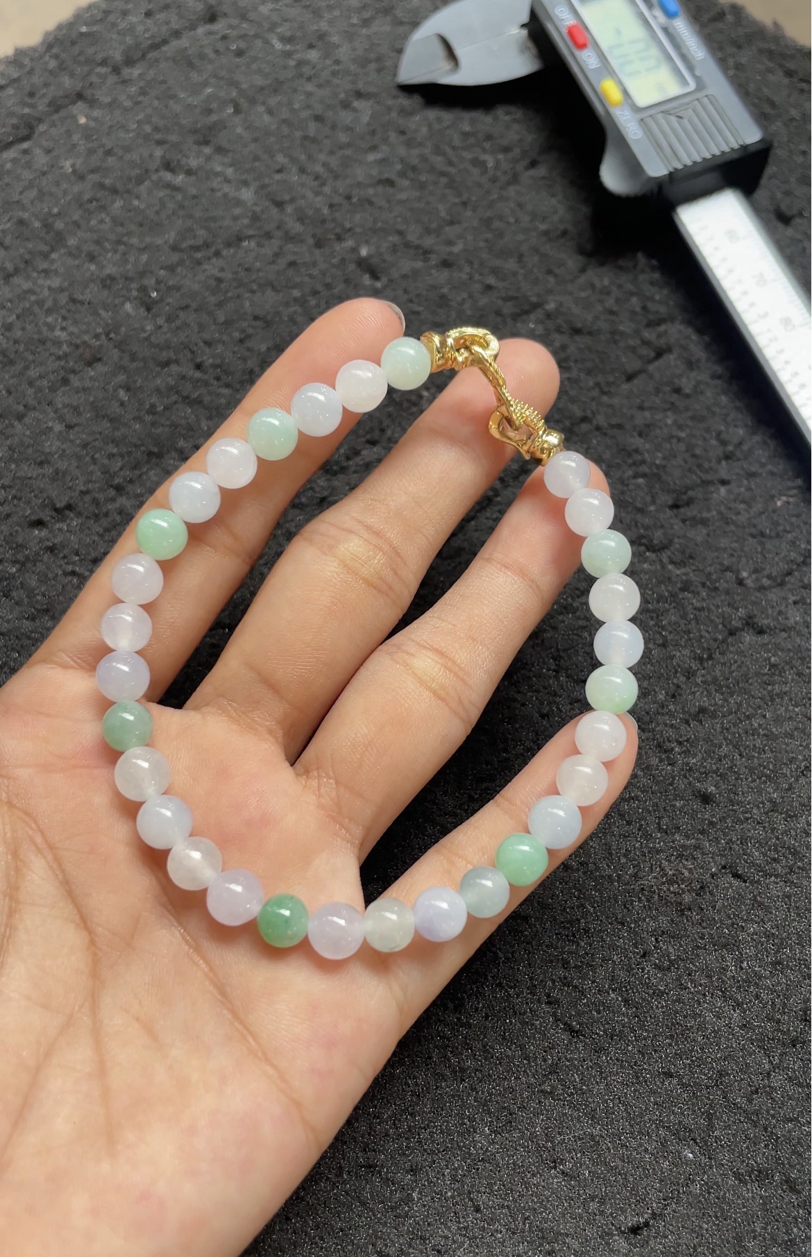 Natural Lavender & Green Jade Beaded Bracelet - Burmese Jadeite from Myanmar