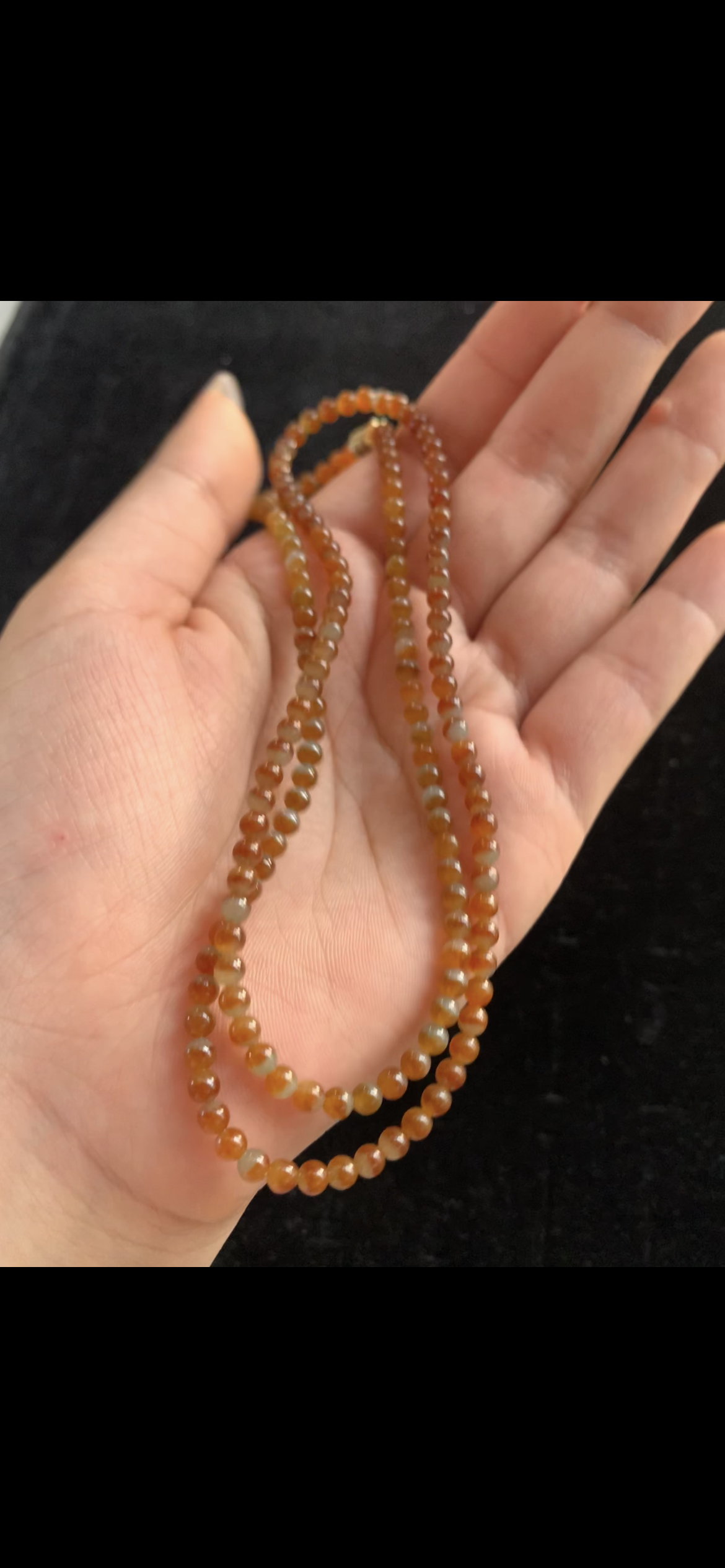 Warm Amber & Honey Jade Long Bead Necklace