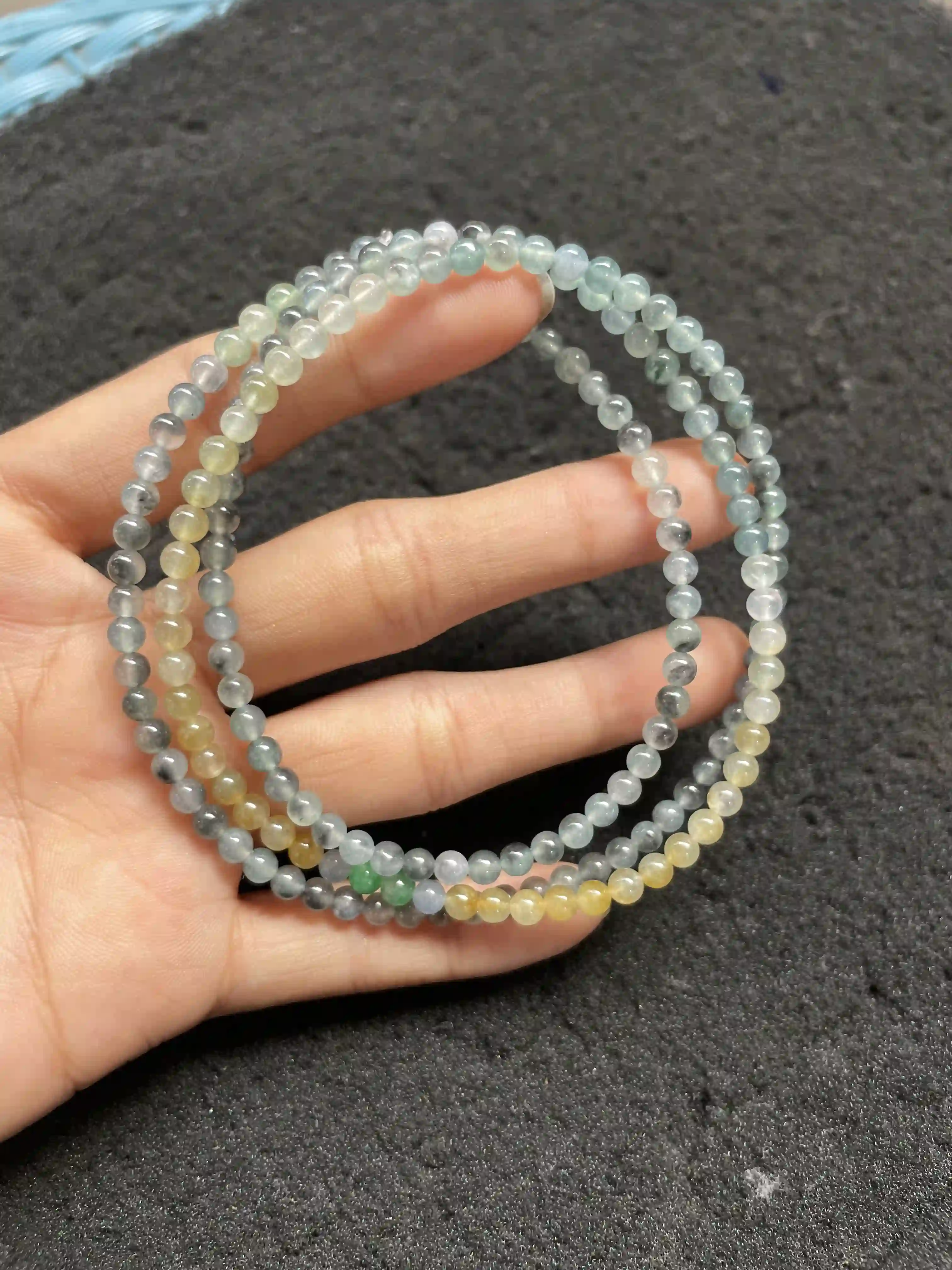 Multi-strand Colorful Jade Bead Bracelet | Myanmar Jadeite reference #540001