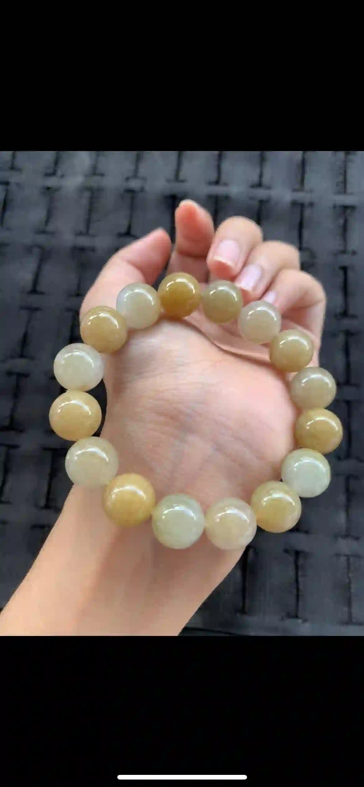 Warm Honey & Cream Gradient Jade Bead Bracelet, view 2 | Myanmar Jadeite reference #21330001