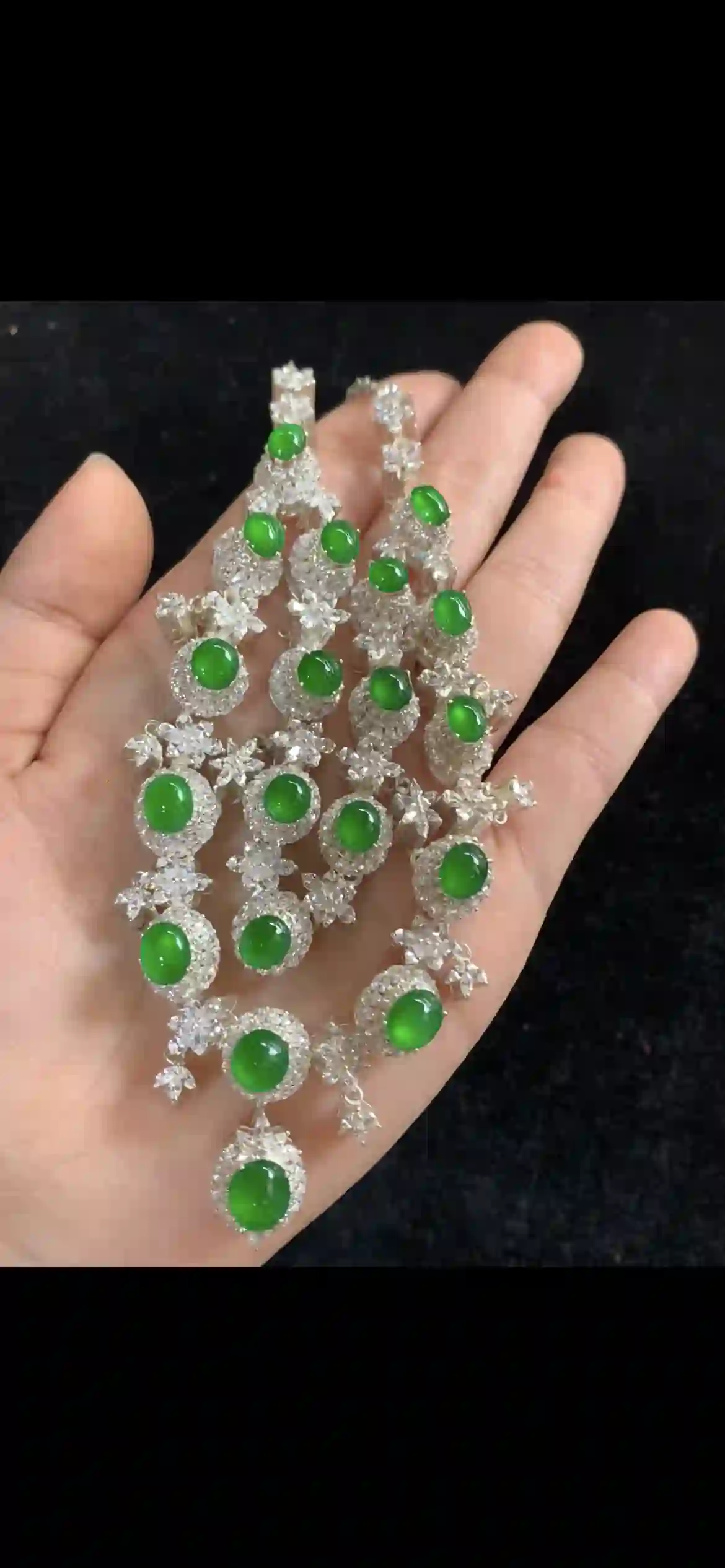 Grand Imperial Green Jade & Diamond Statement Necklace — Multi-Stone Heirloom Design | Myanmar Jadeite reference #34110001