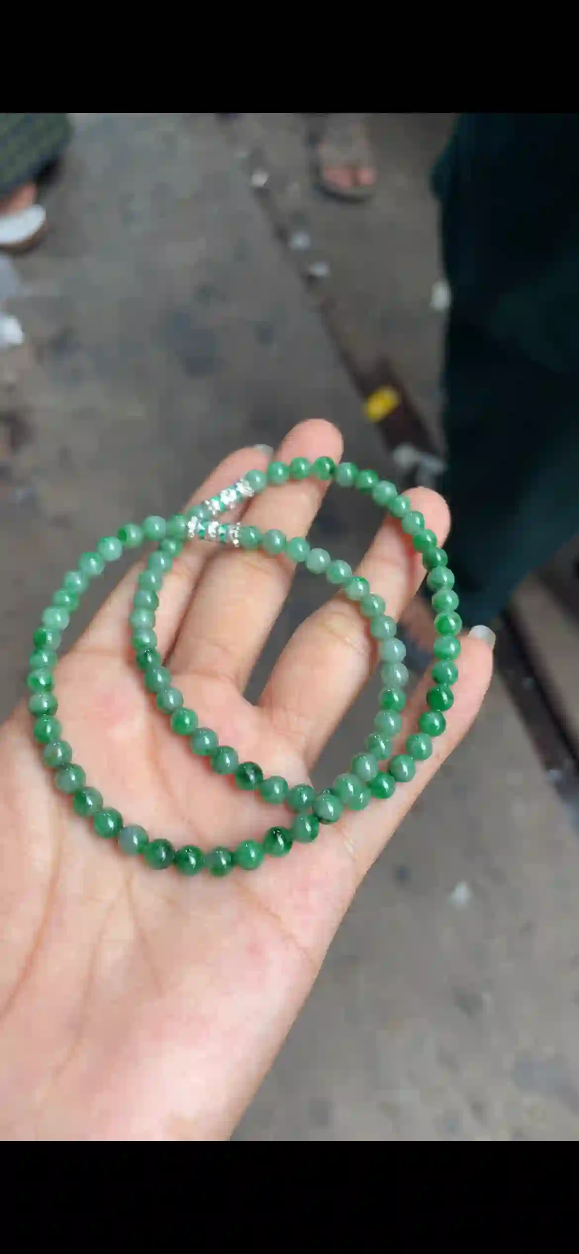  Vibrant Emerald Green Jade Bead Multi-Wrap Bracelet with Silver Accents, view 2 | Myanmar Jadeite reference #5220001