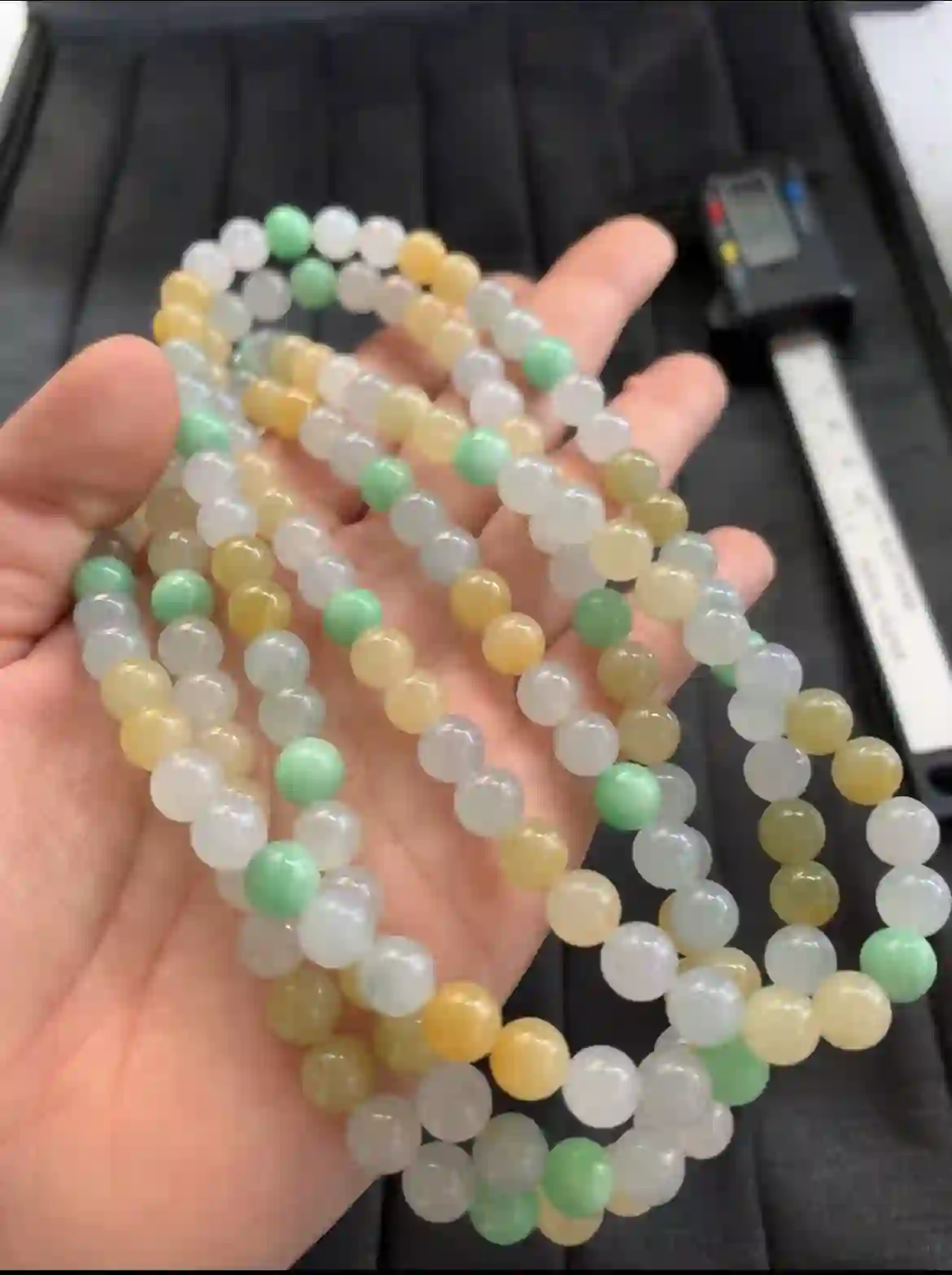   Natural Multicolor Jadeite Beaded Necklace or Bracelet | Myanmar Jadeite reference #2400009